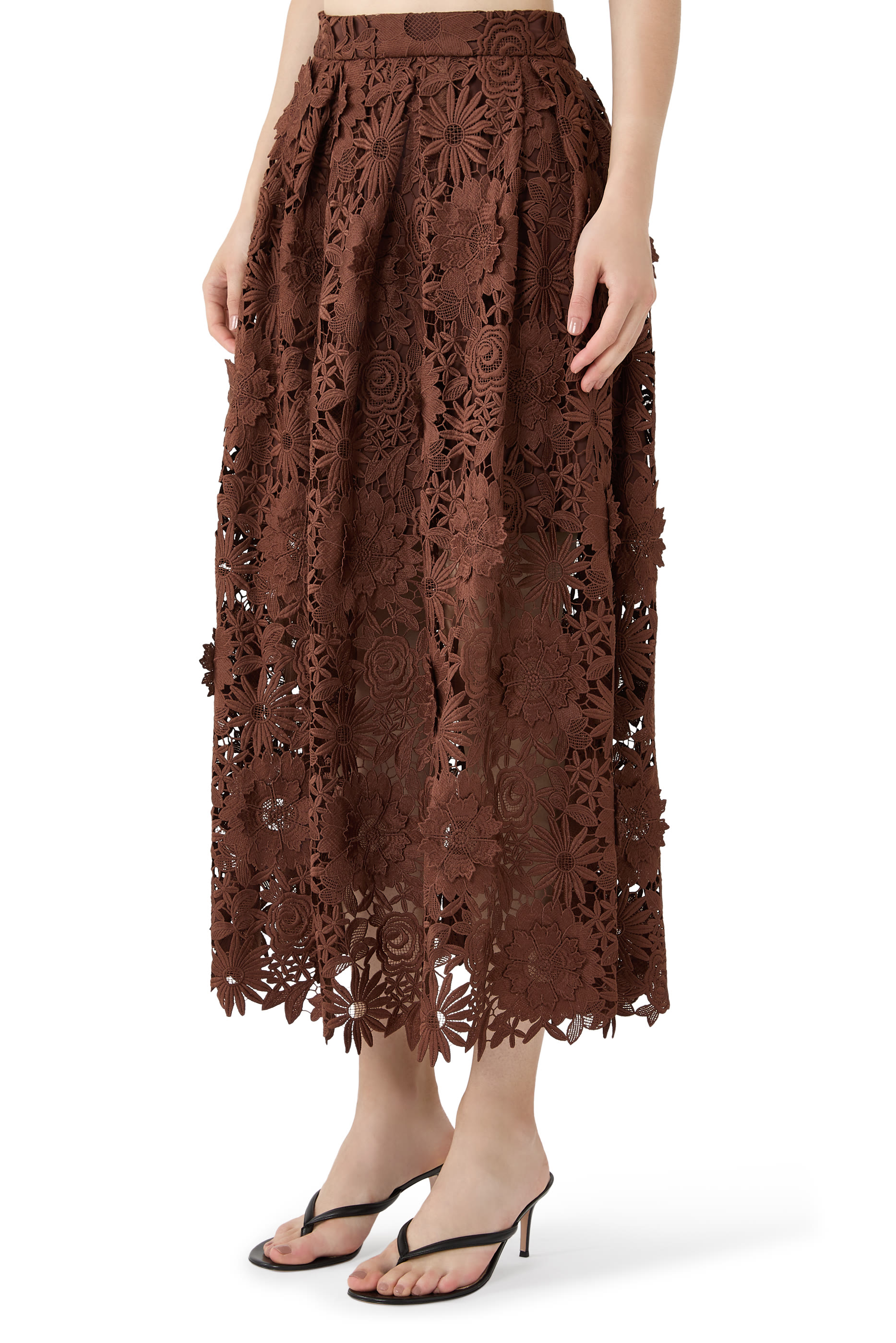 3D Lace Midi Skirt