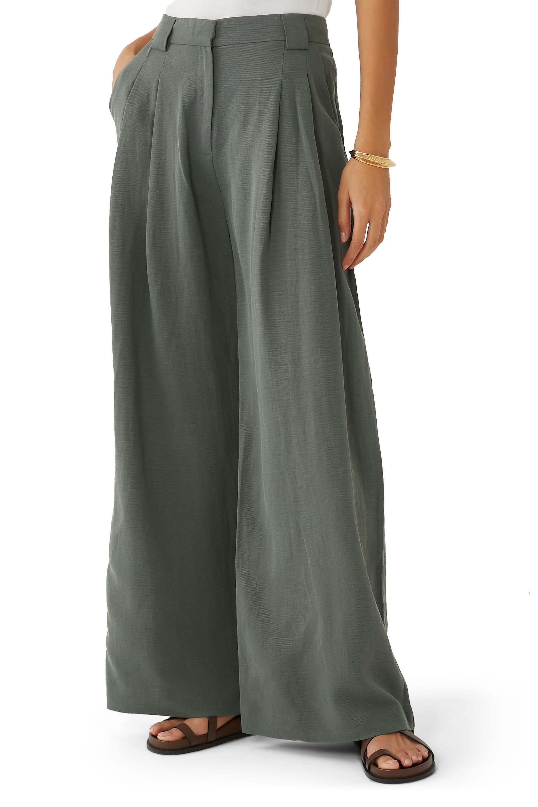 Wide Leg Pleat Pants