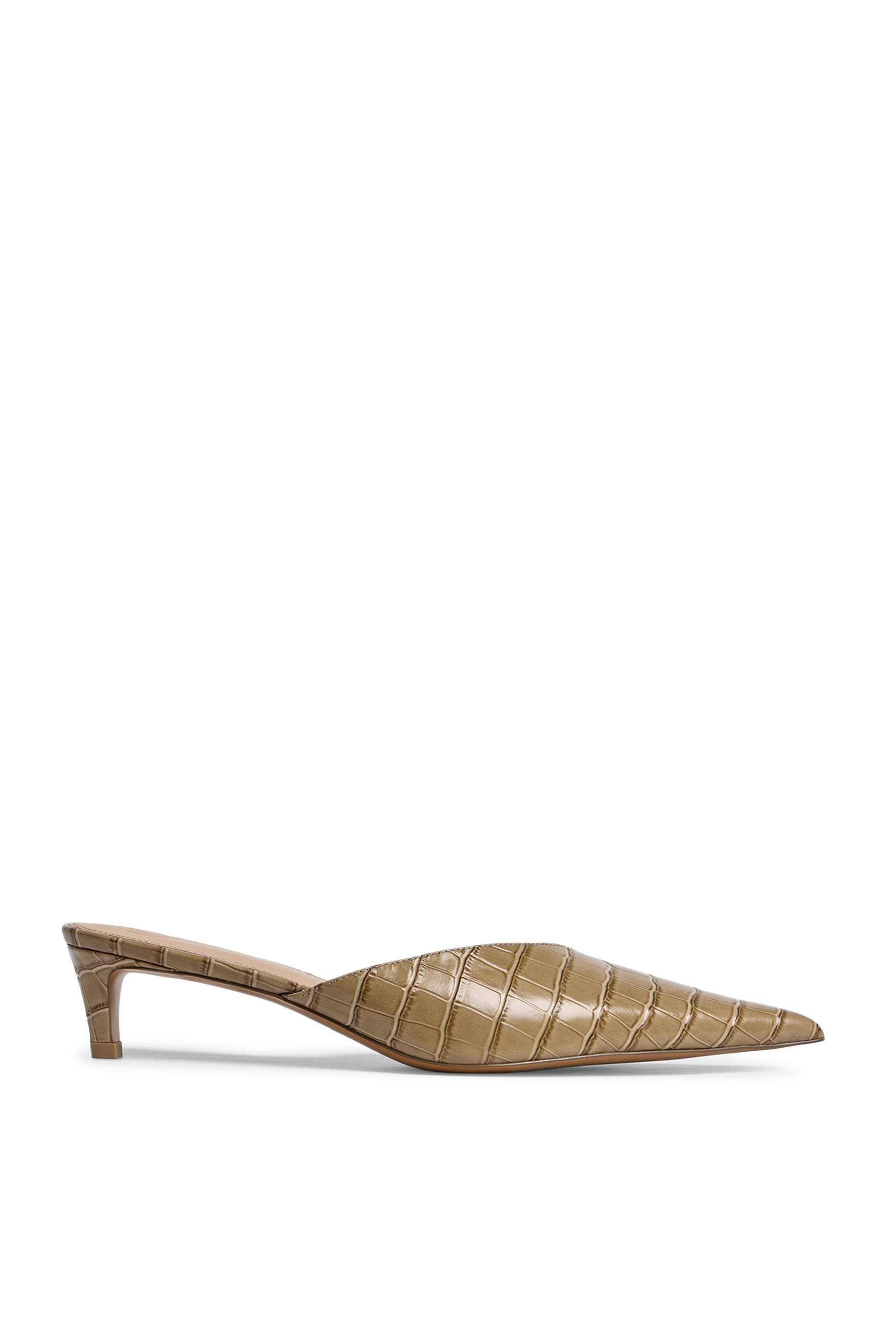 Crocodile-Embossed Leather Mules 40