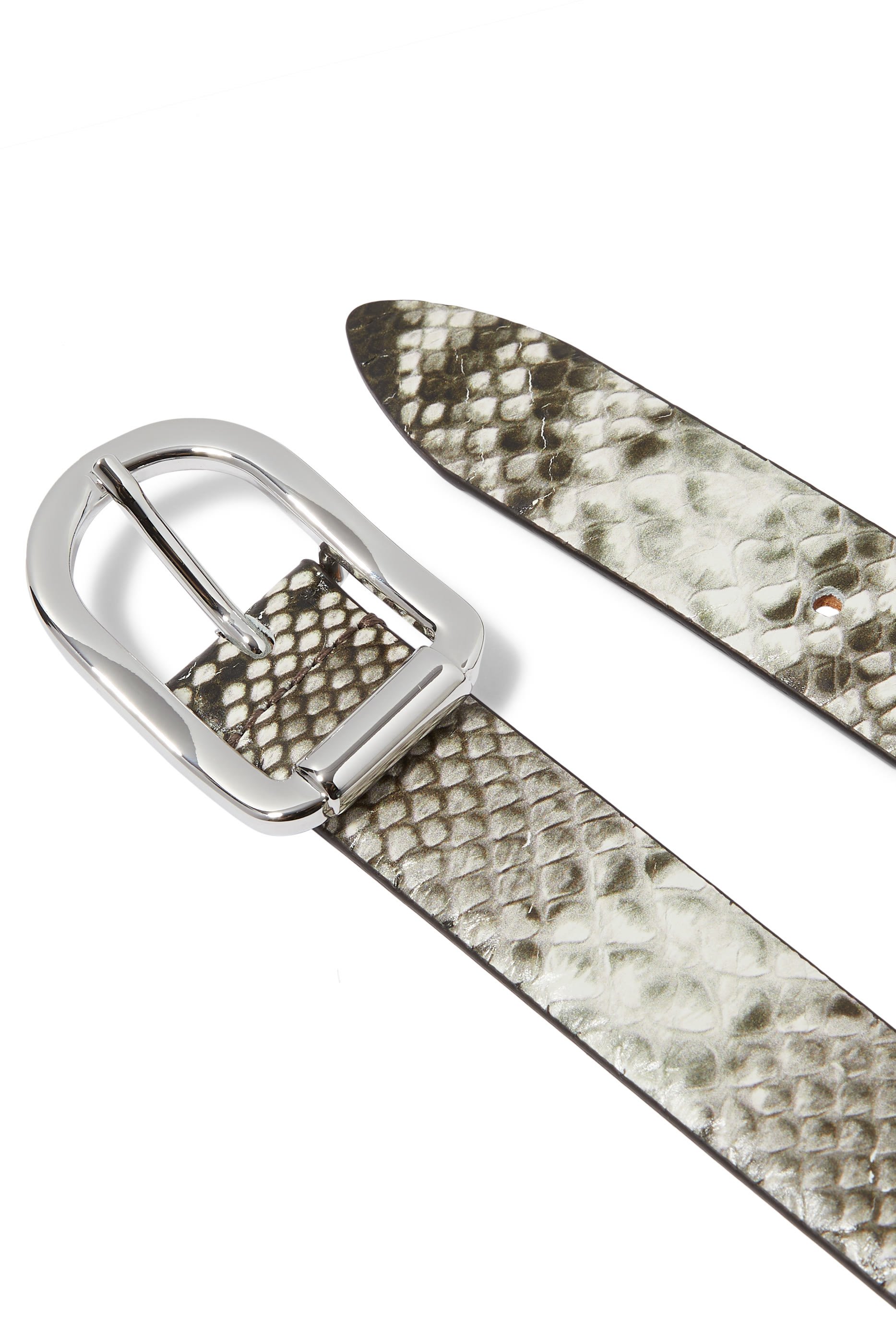 Snake-Effect Leather Belt