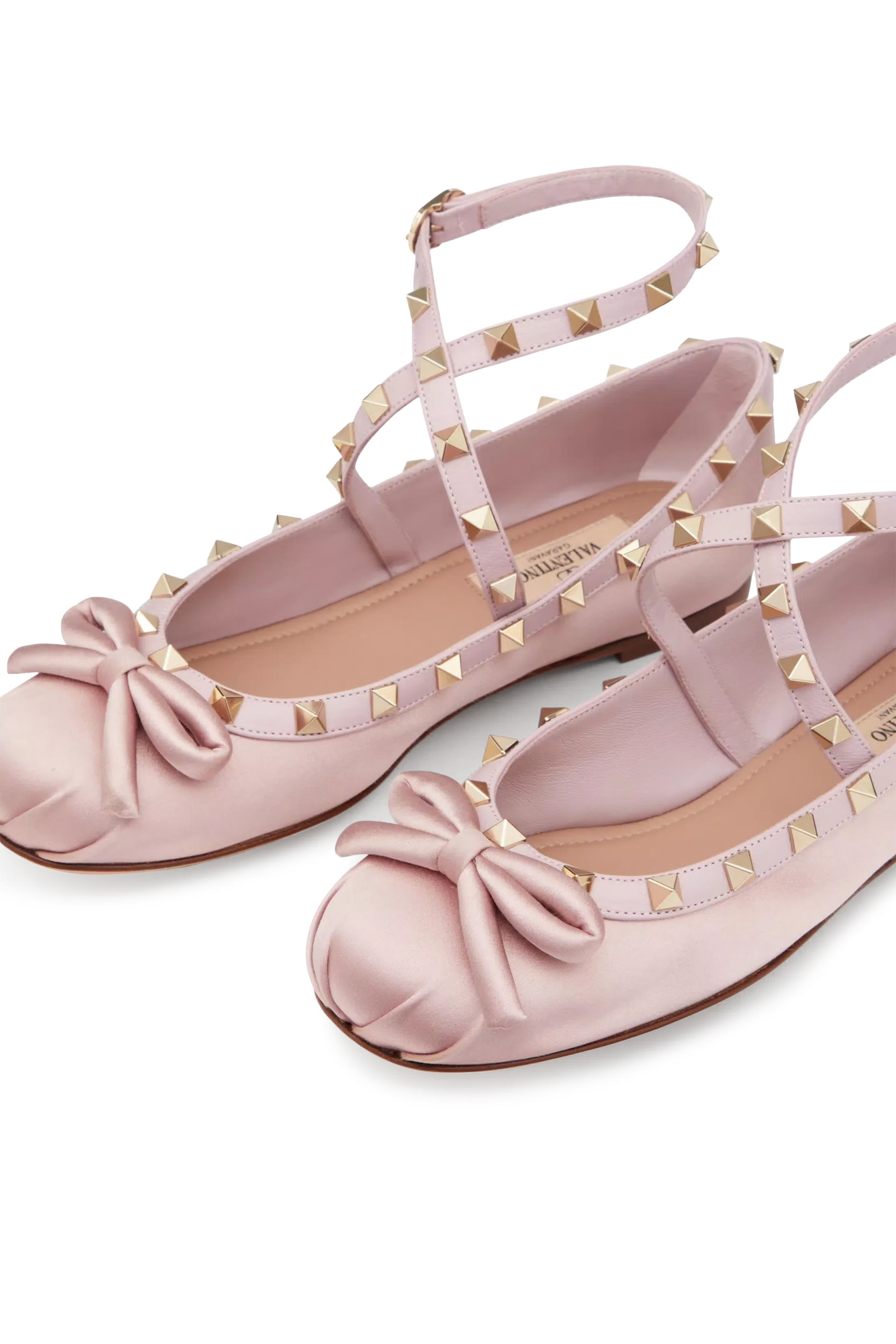 Rockstud Satin Ballerinas
