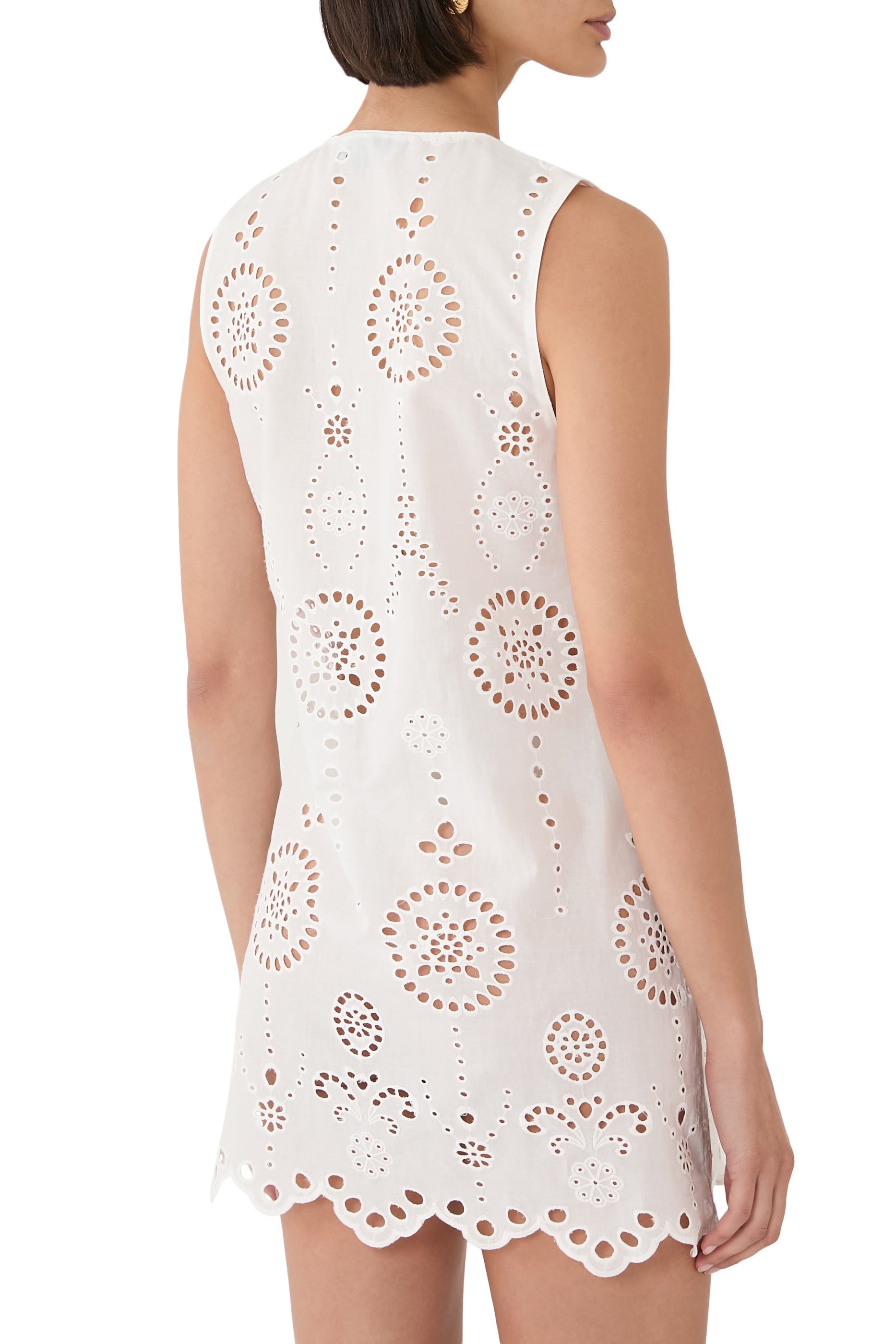 Broderie Tie Mini Dress