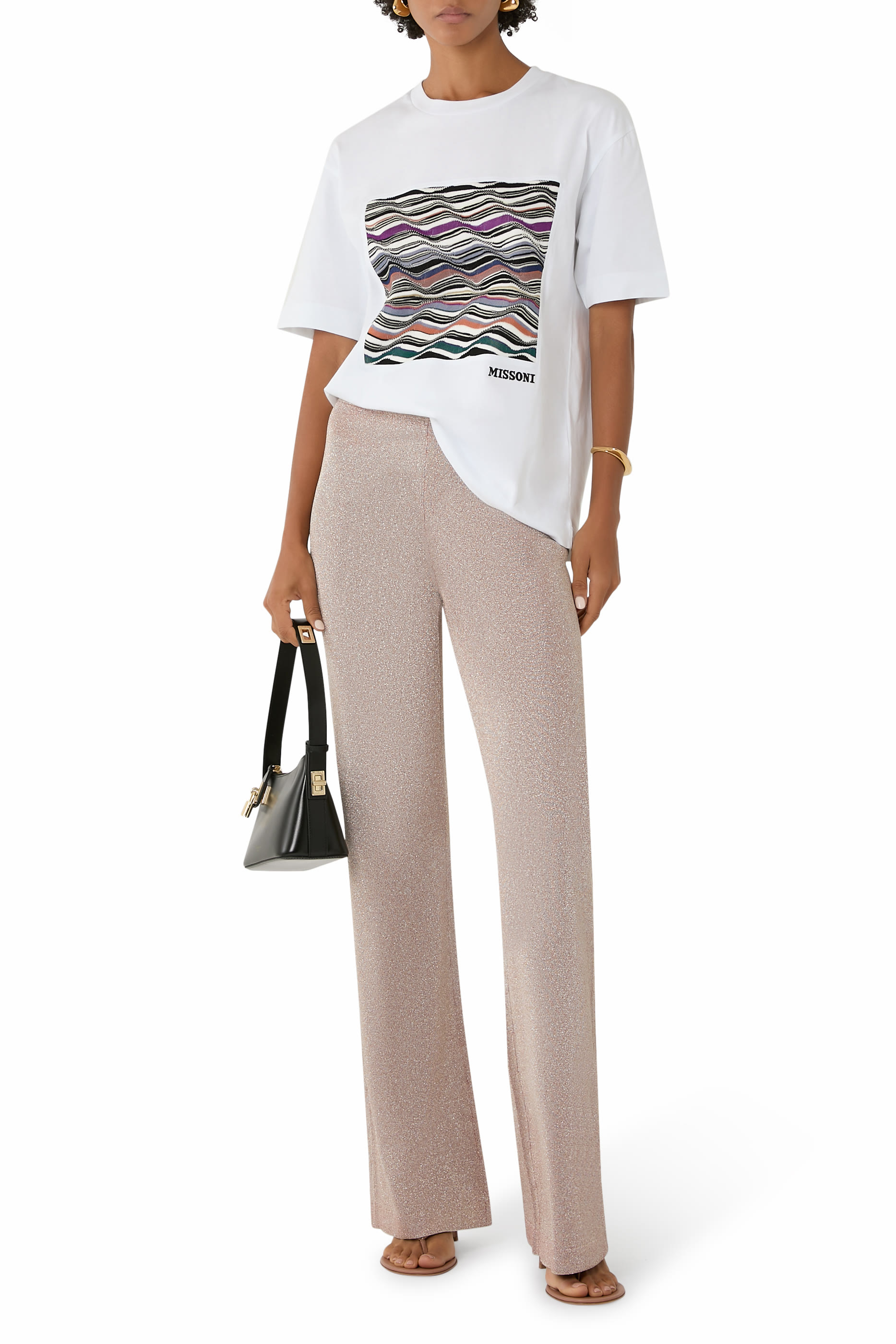 Knit Insert and Logo Short Sleeve T-Shirt