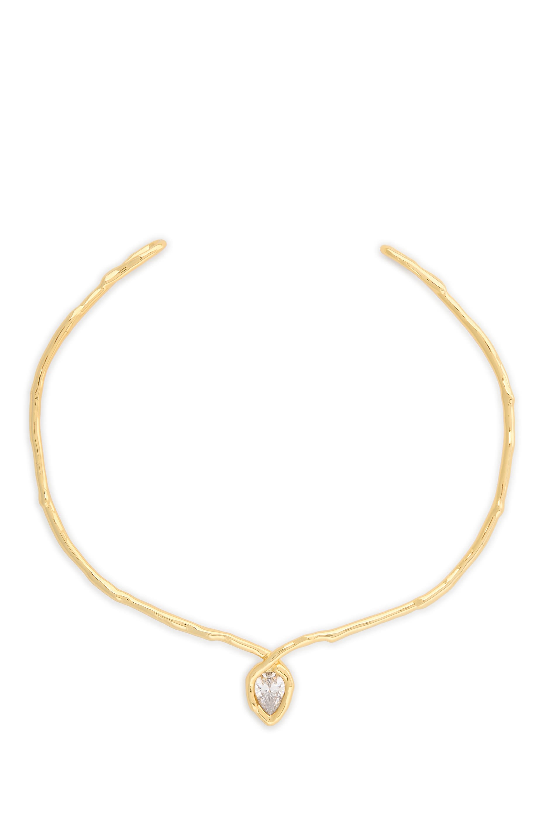 Asterales Gold Floating Collar Necklace, 14k Gold Plated Brass & CZ Crystal