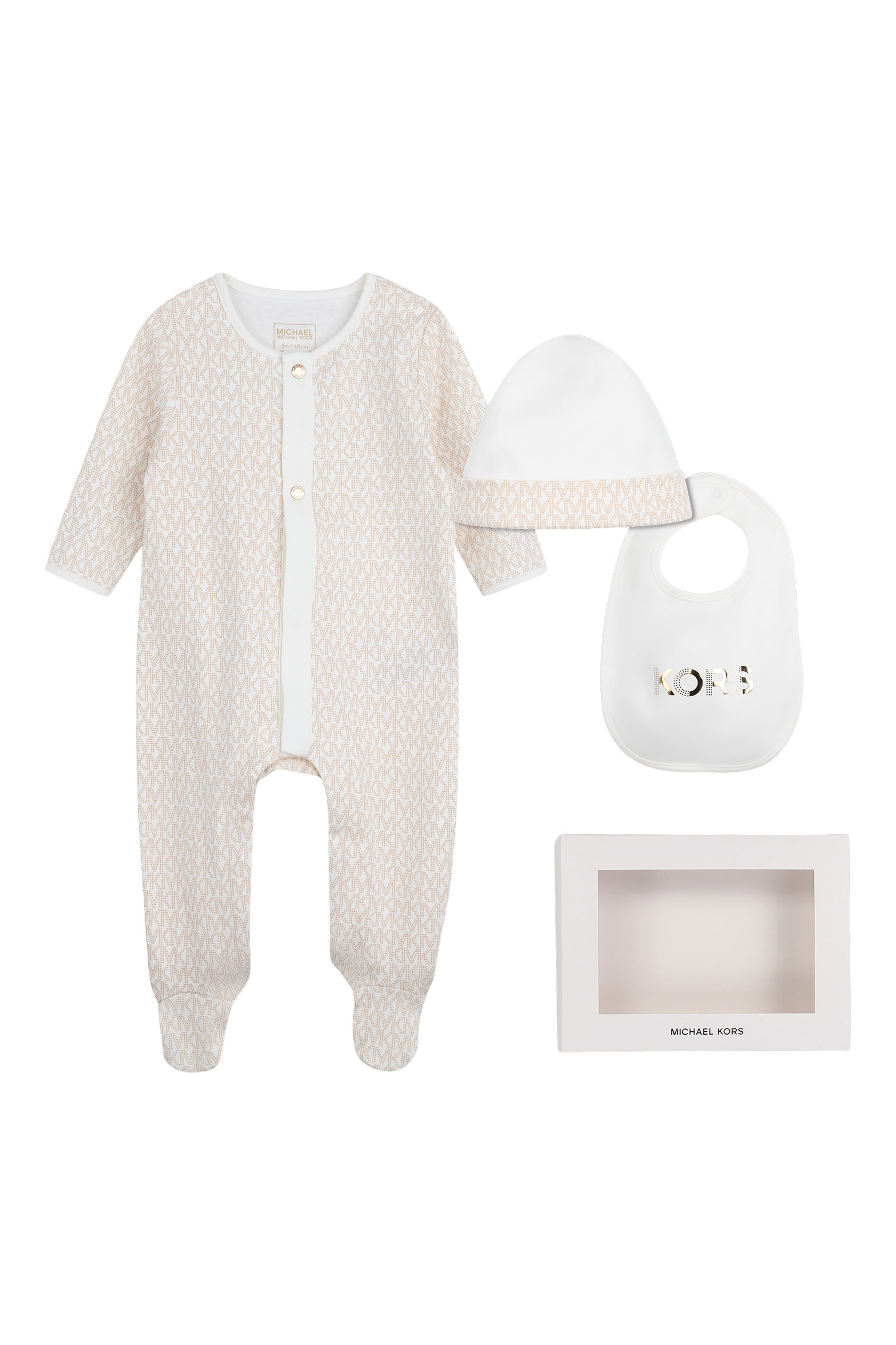 Kids Cotton Bodysuit, Bib & Hat Set 