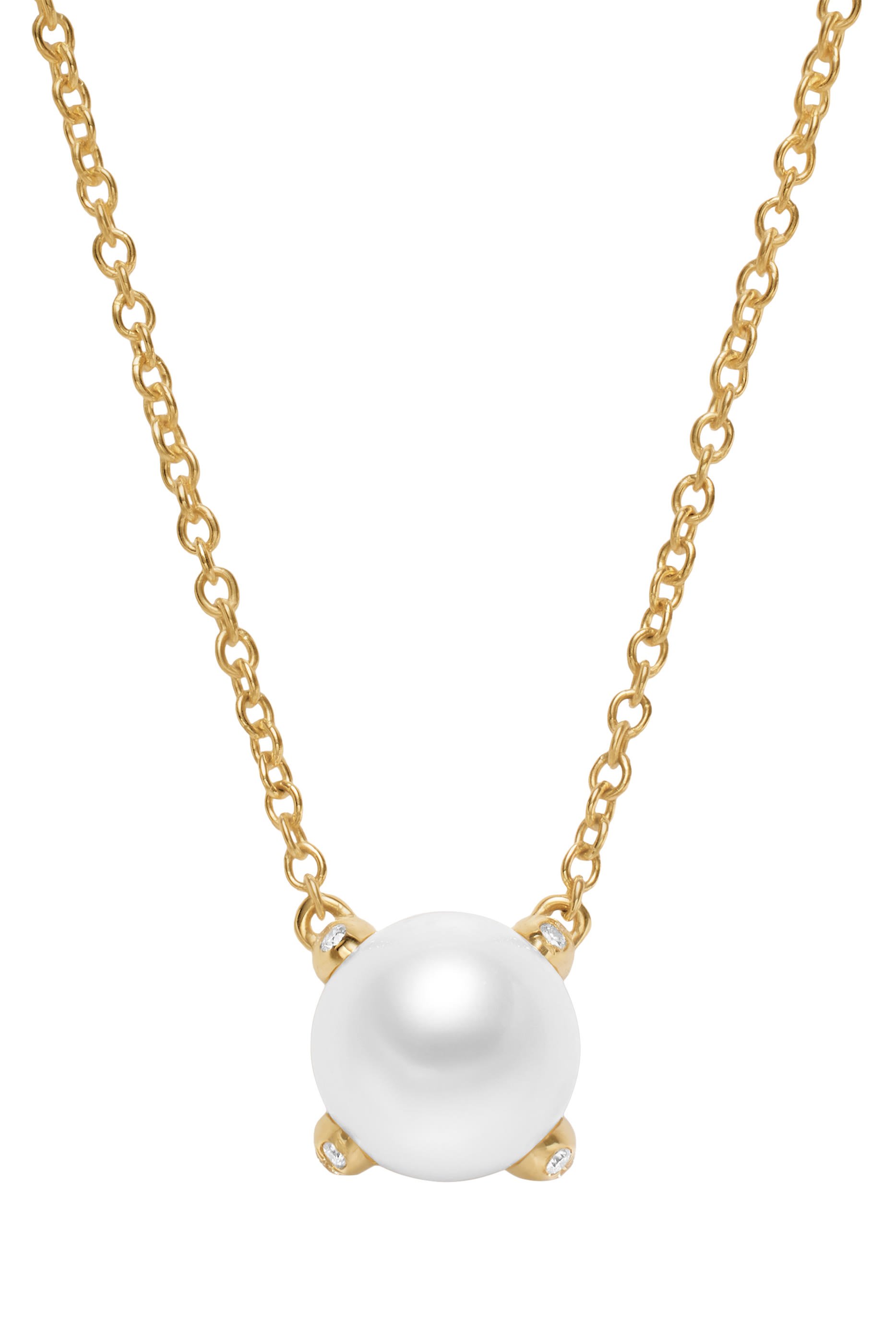 Pearl Classics Necklace, 18k Yellow Gold & Pearl, Diamonds