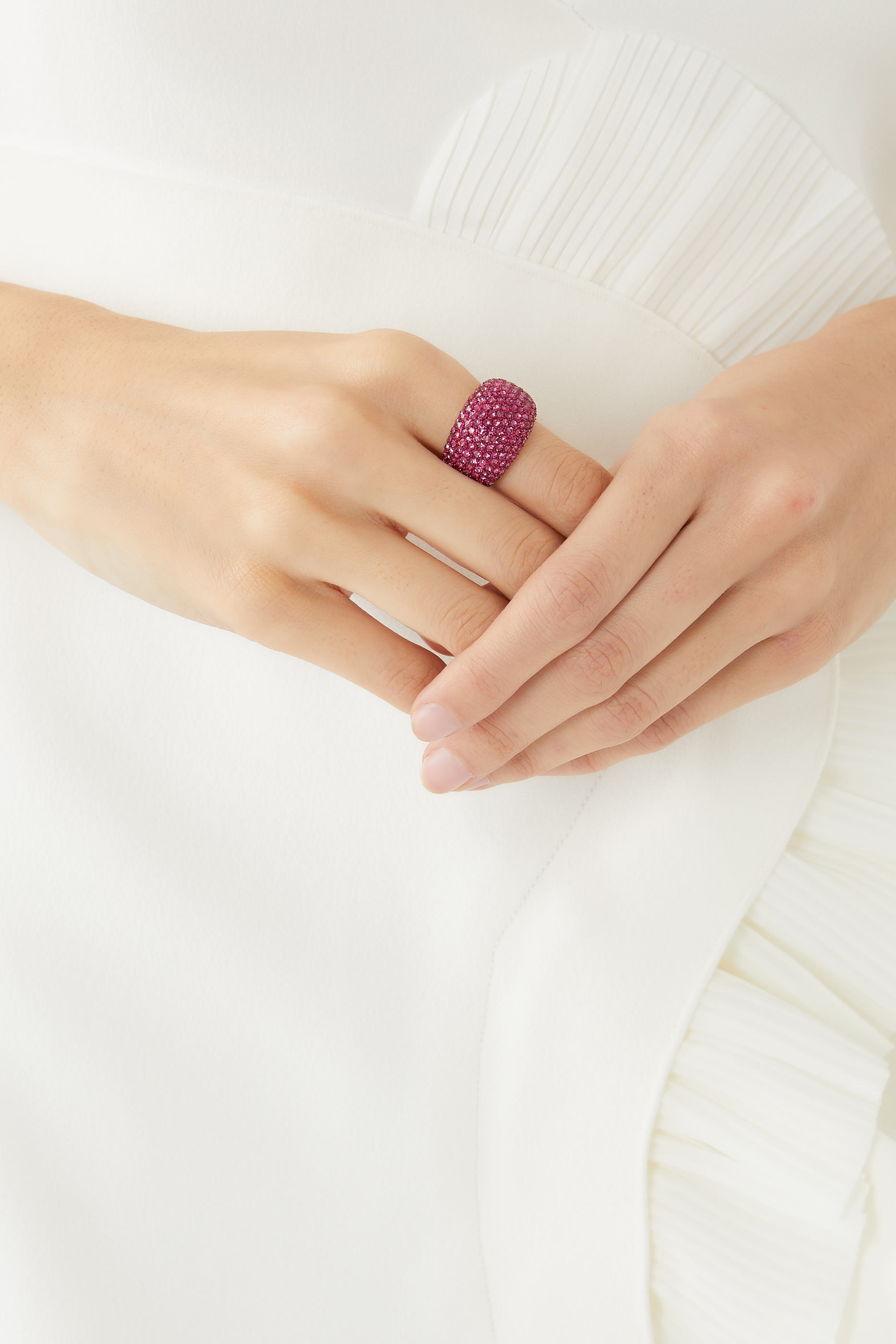 Pave Dome Ring, Brass & Crystals