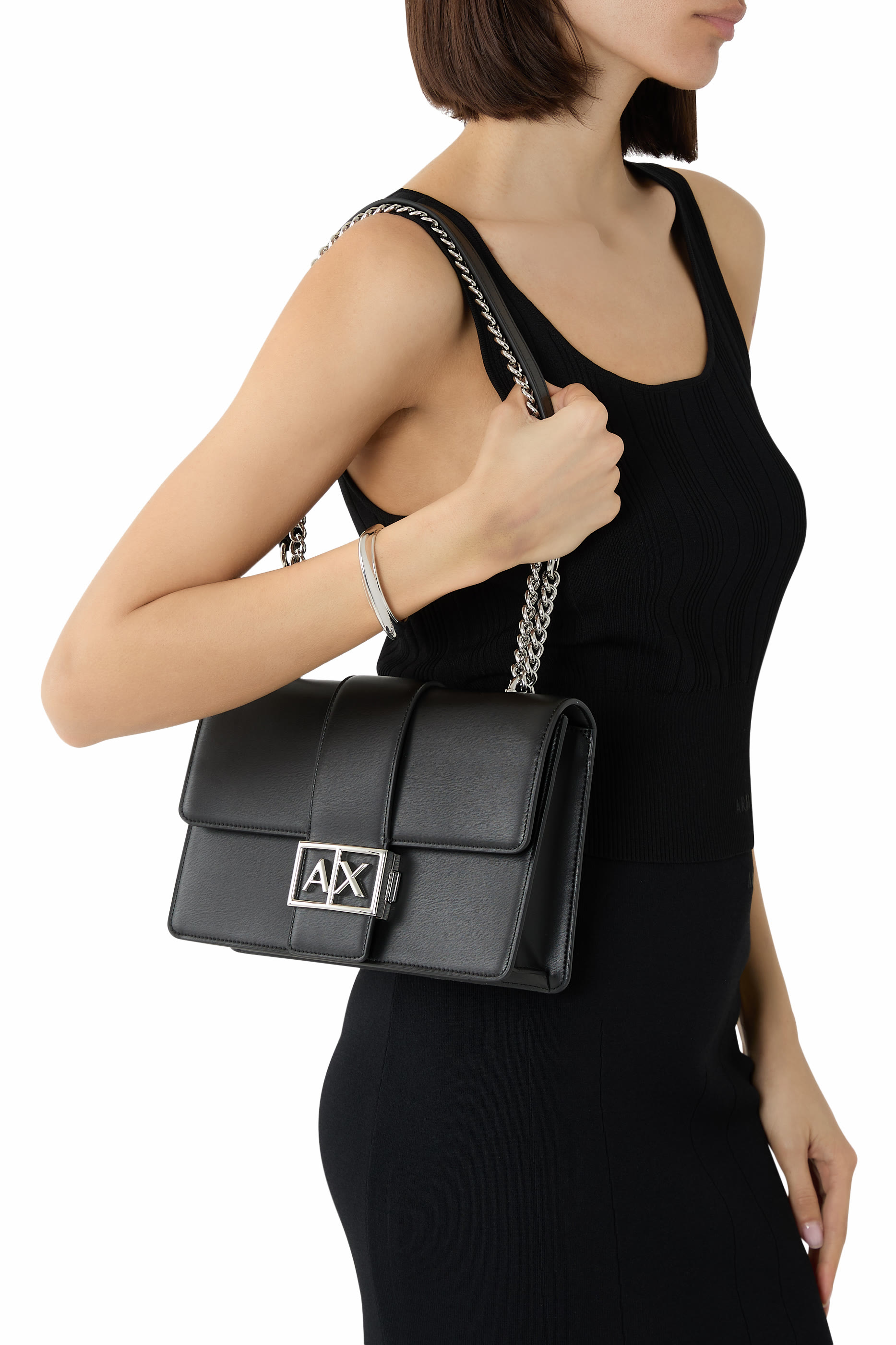 Metal AX Logo Shoulder Bag