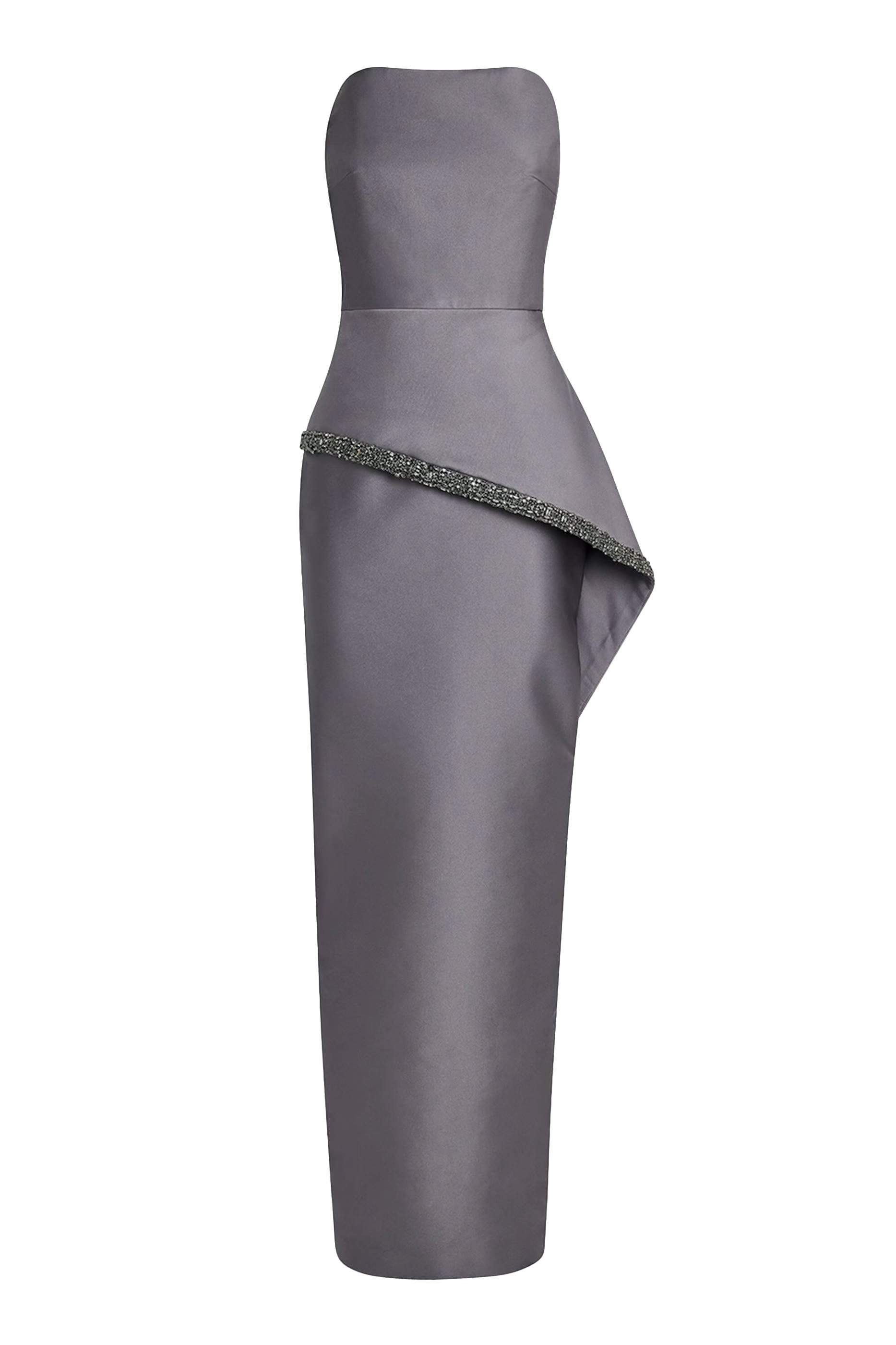 Square Neck Peplum Taffeta Gown 