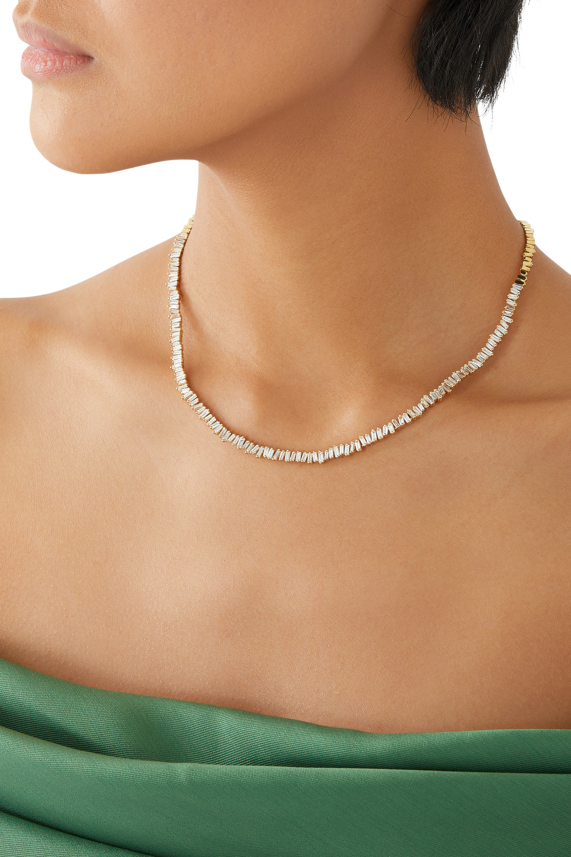 Classic Tennis Necklace, 18k Yellow Gold & Diamonds