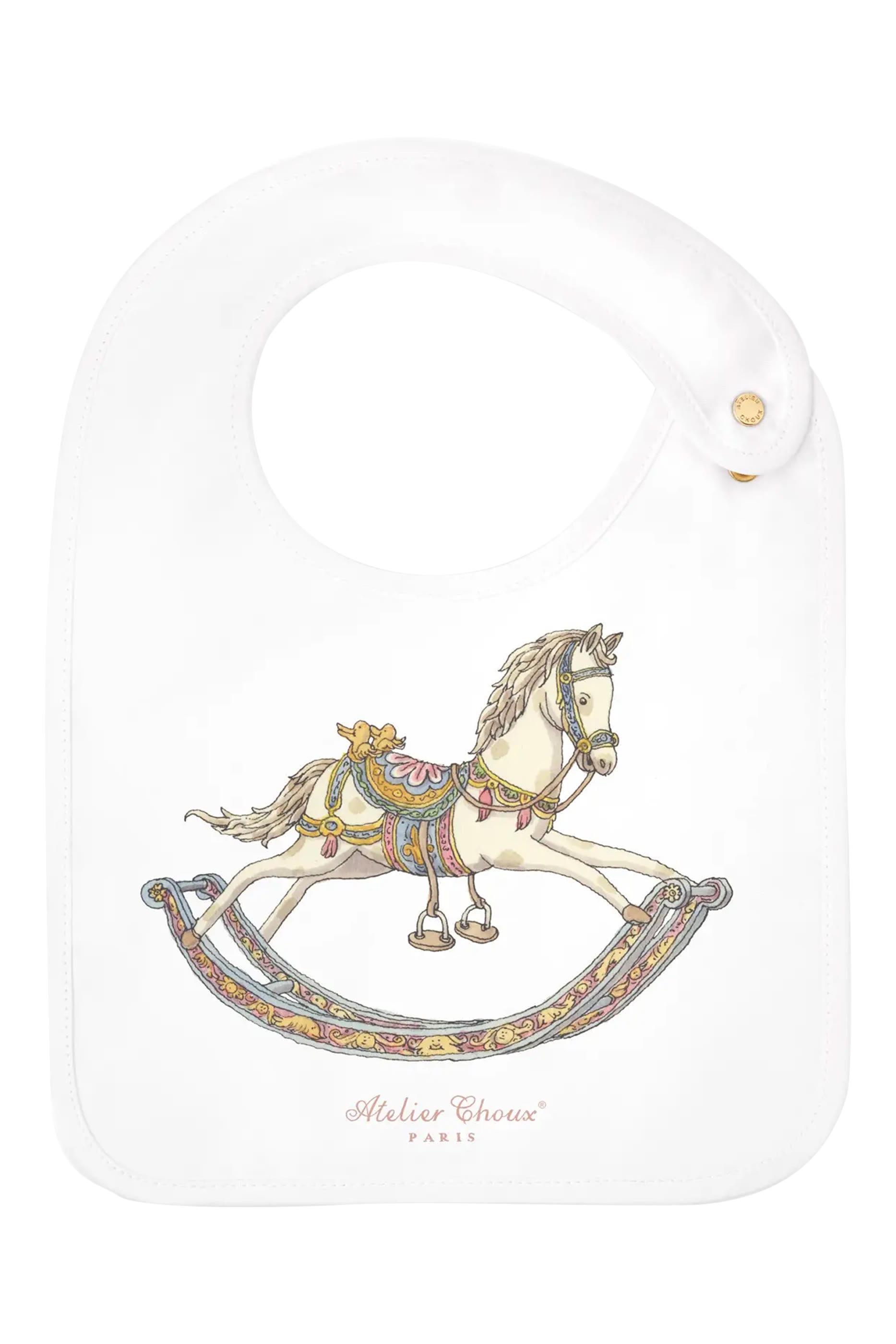 Kids Rocking Horse Carr&eacute; & Satin Bib Set 