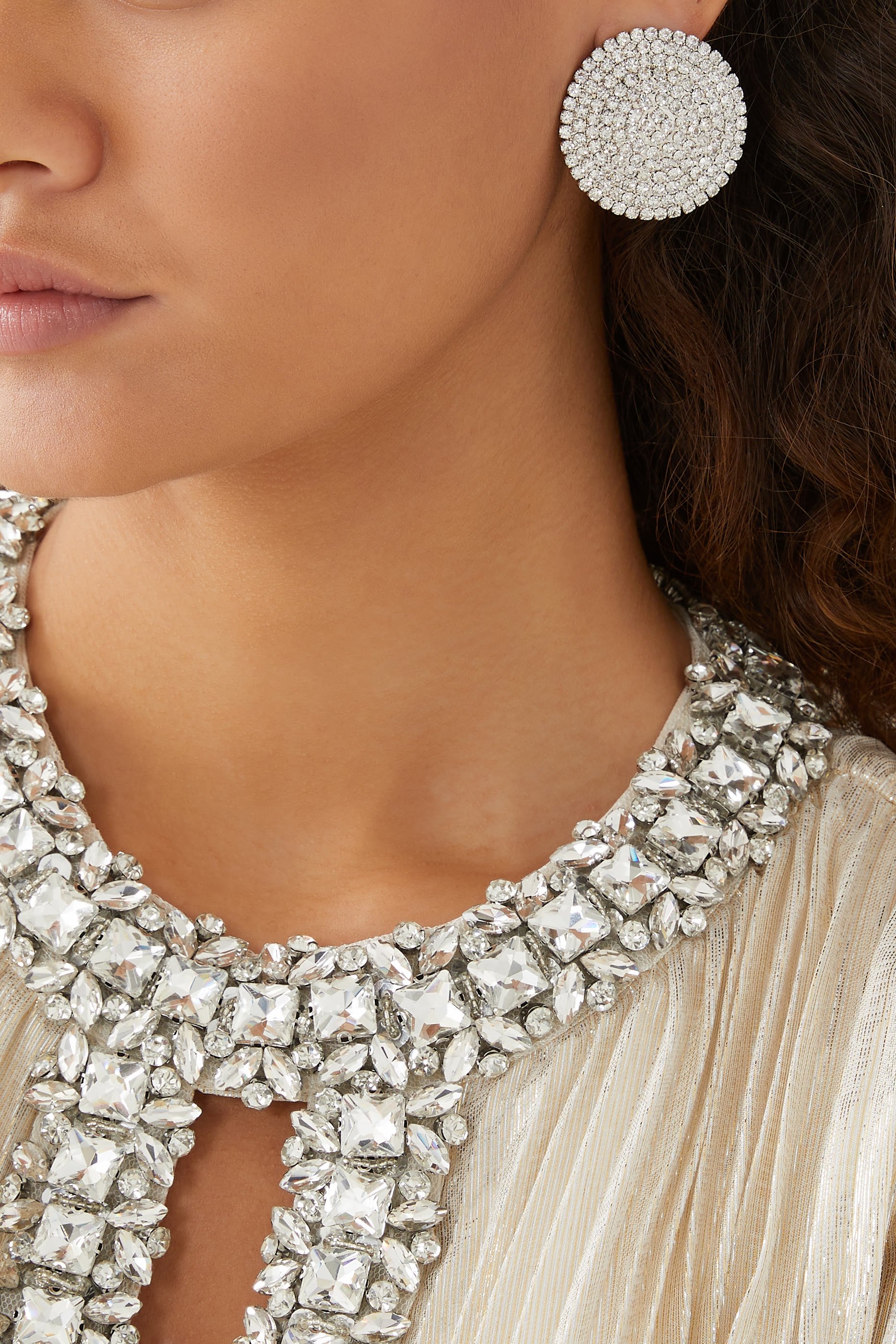 Large Round Crystal Earrings