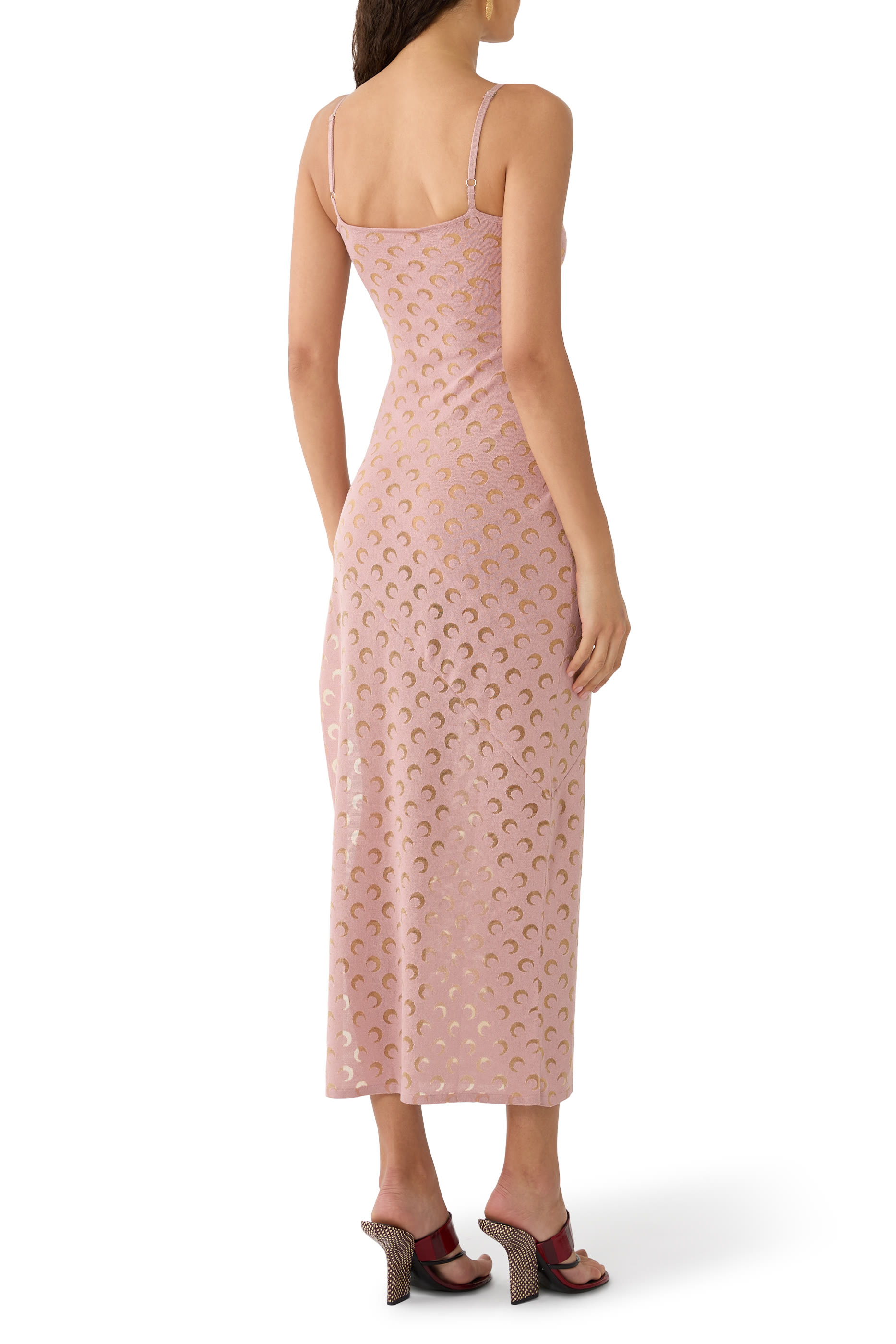 Crescent Moon-Patterned Maxi Dress