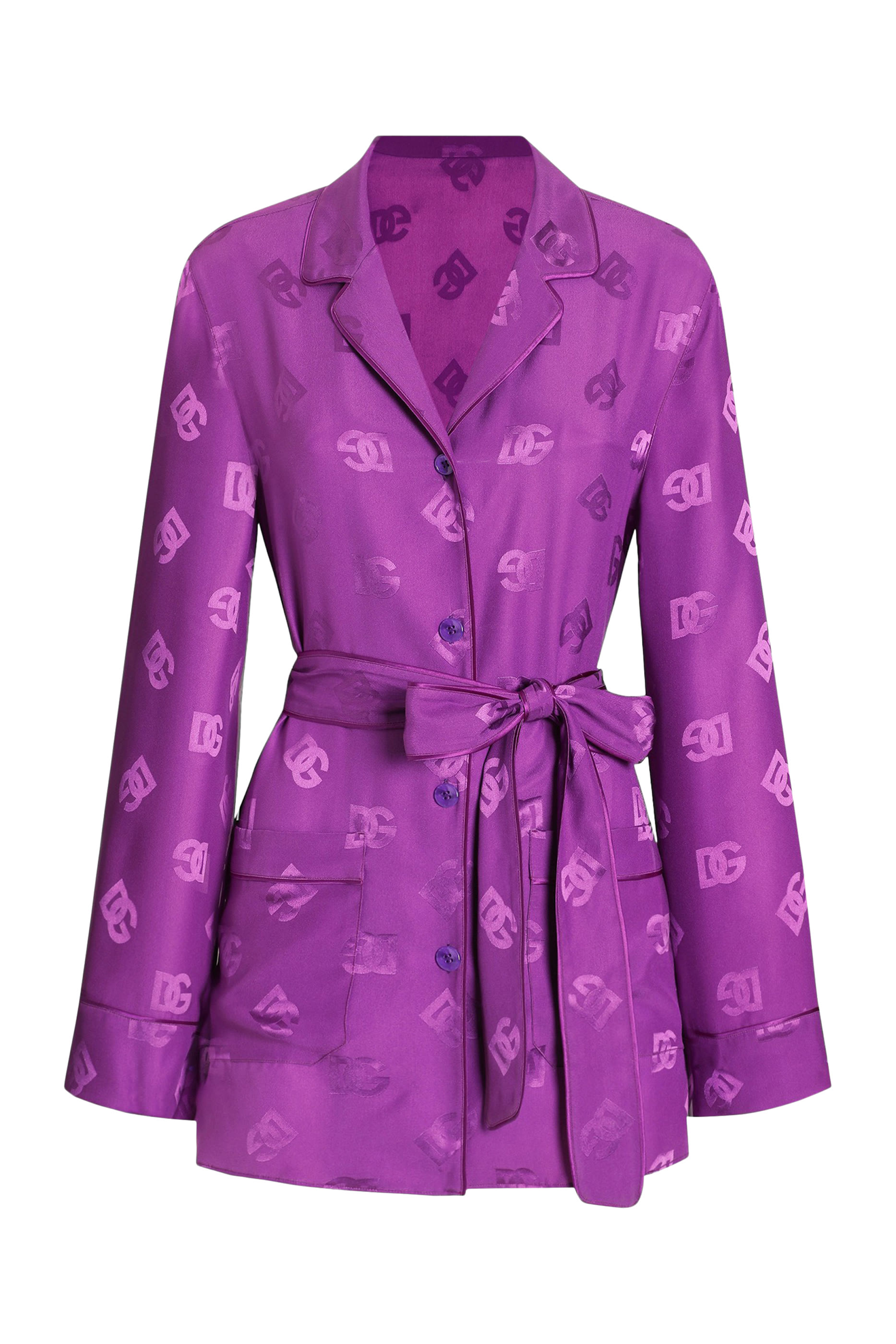 DG Logo Long Sleeves Silk Jacquard Pajama Shirt