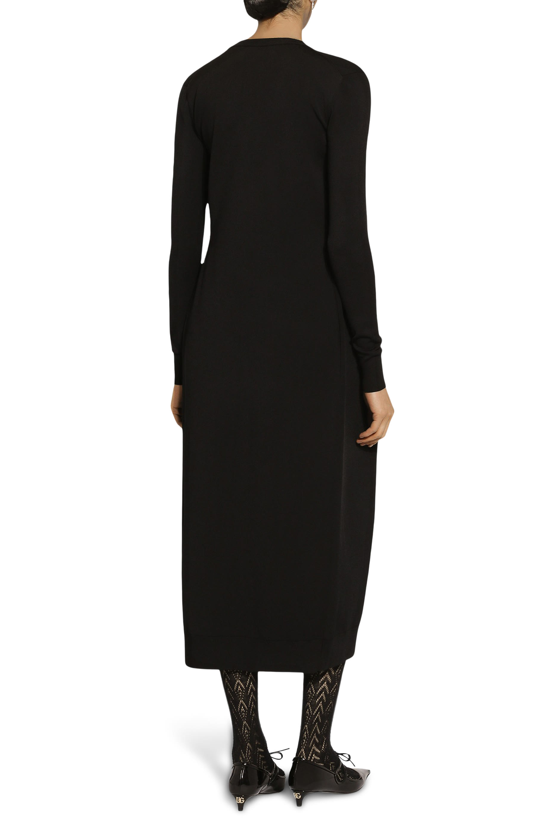 DG Logo Long Stretch Viscose Knit Cardigan