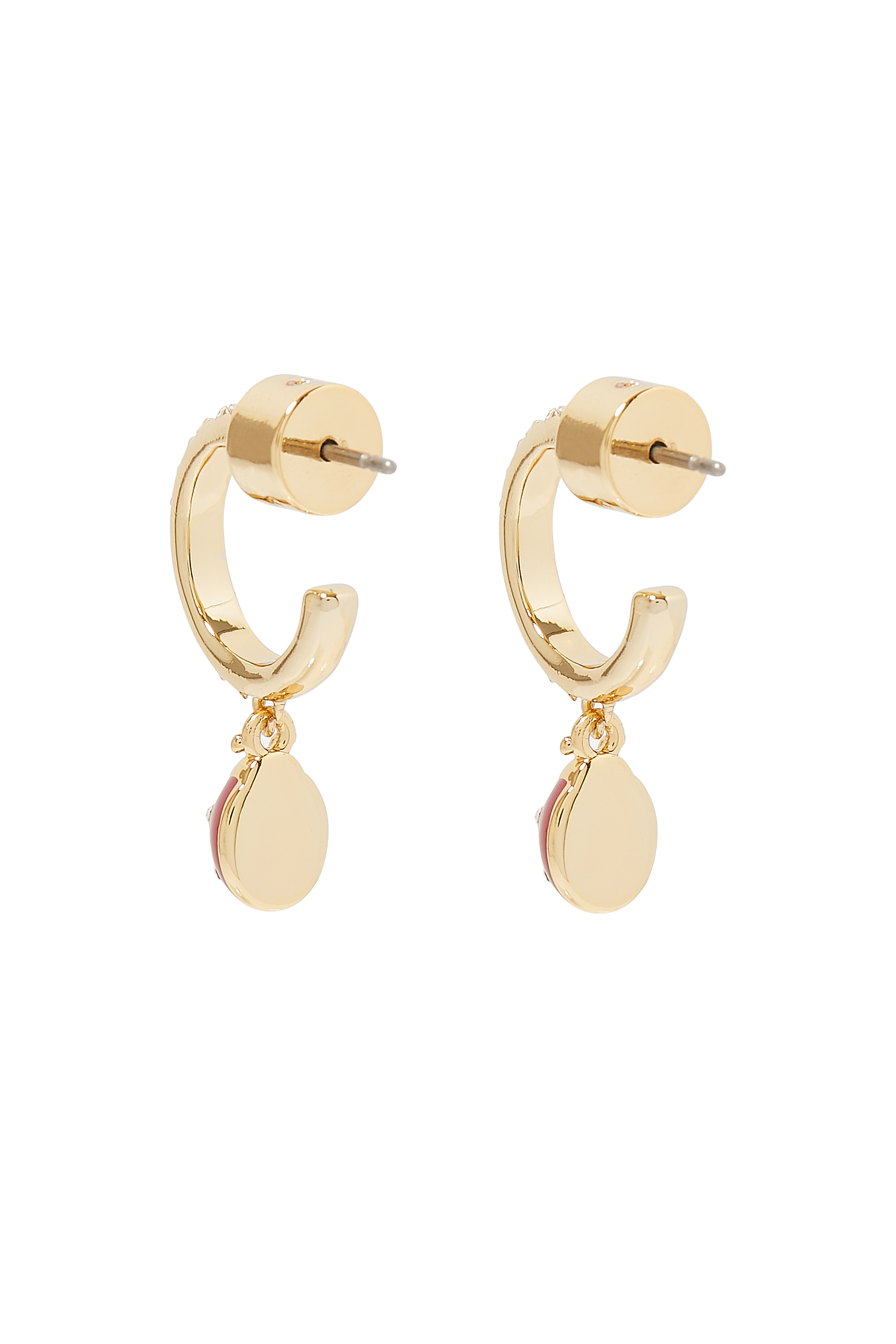 Ladybug Pave Huggie Earrings