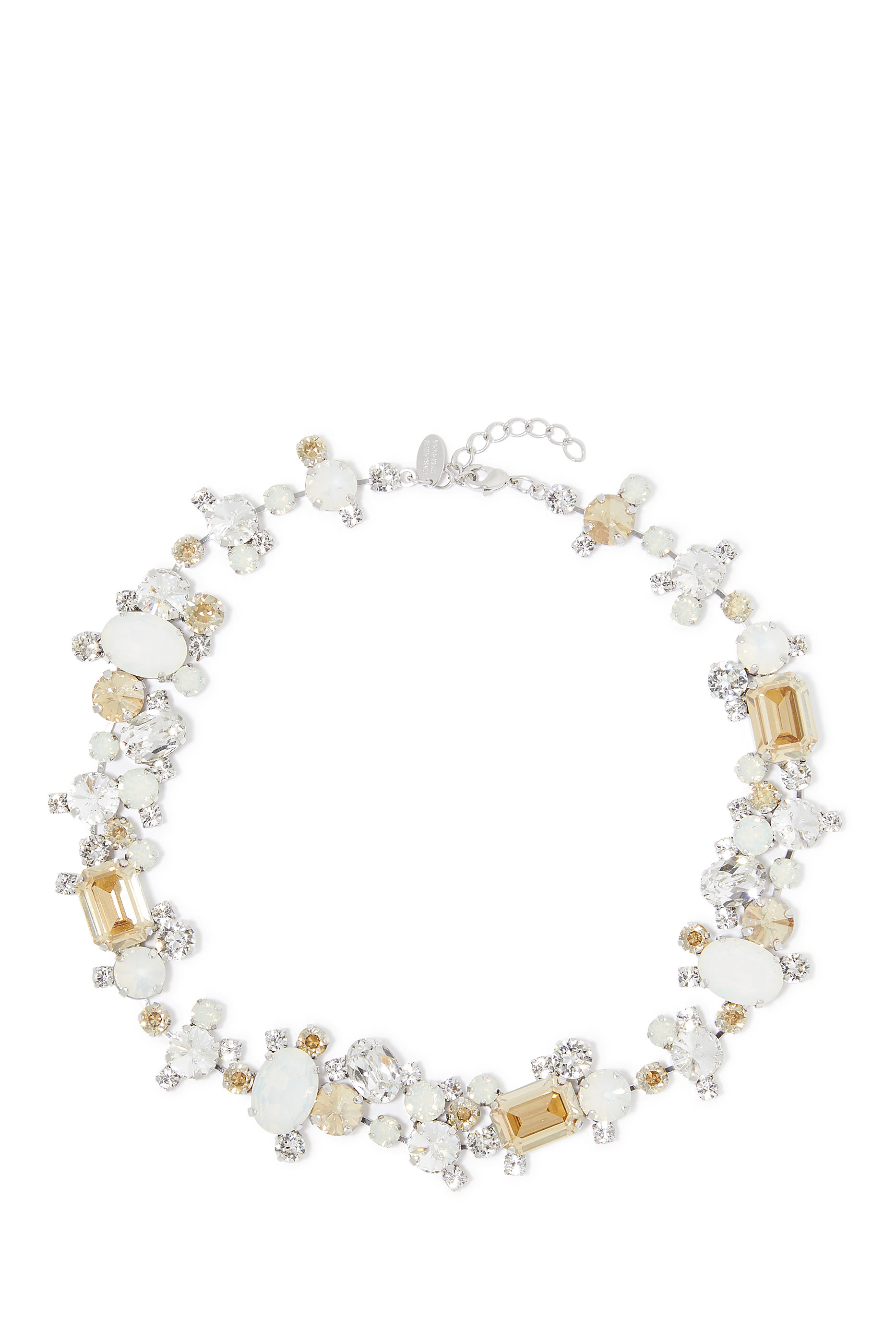 Noora Necklace, Rhodium-Plated Brass