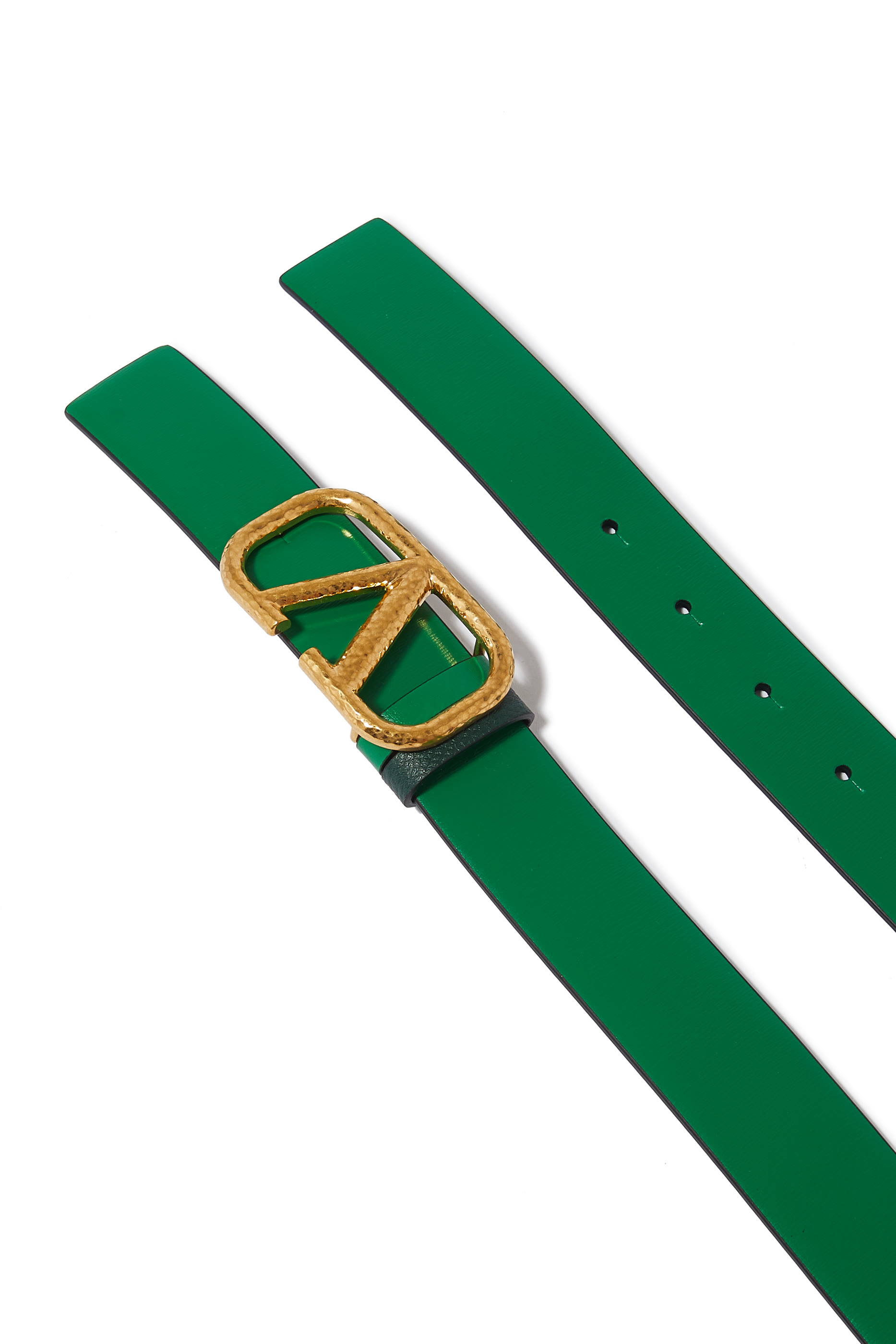 VLogo Hammered Brass Buckle Belt