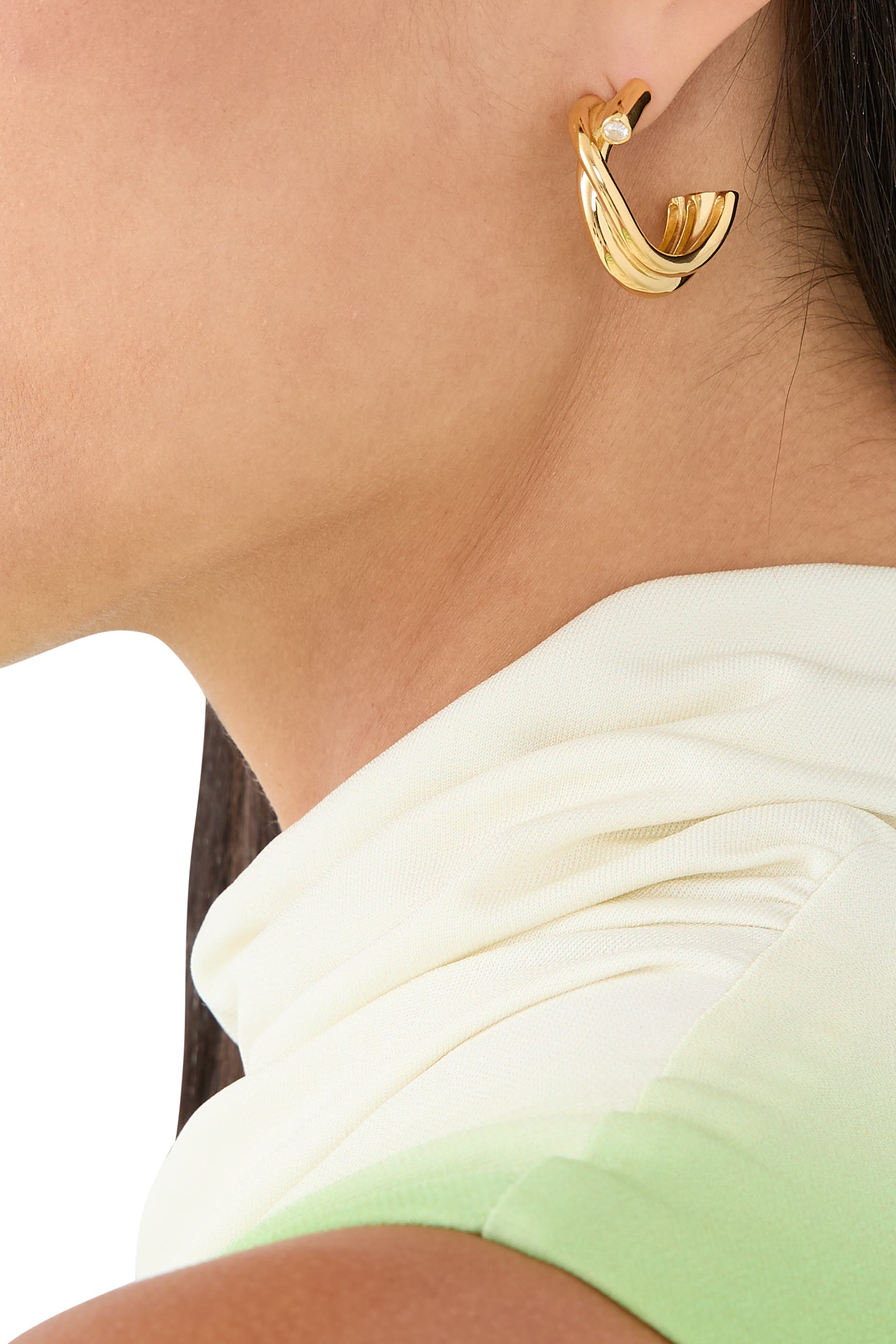 Hoop Earrings, 18K Yellow Gold Vermeil on Recycled Sterling Silver & Zirconia