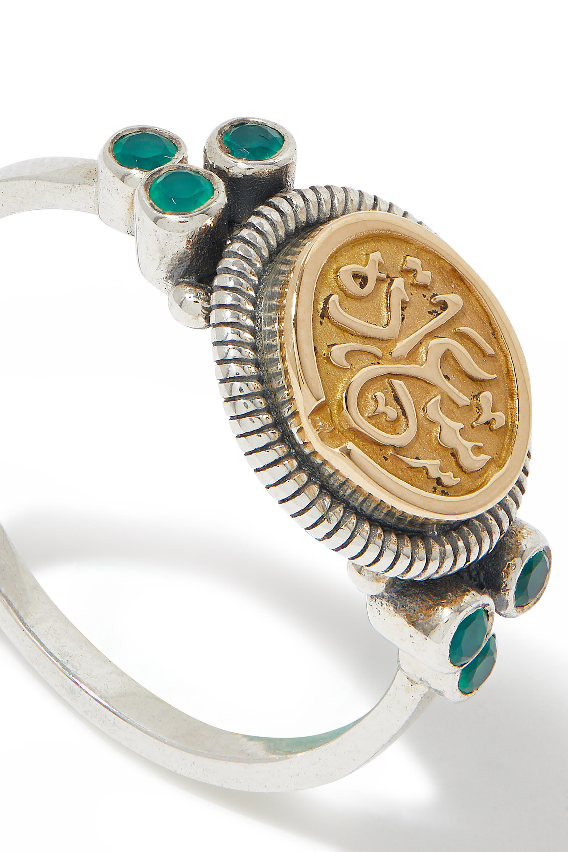 Happiness Ring, Sterling Silver & 18K Yellow Gold, Green Onyx