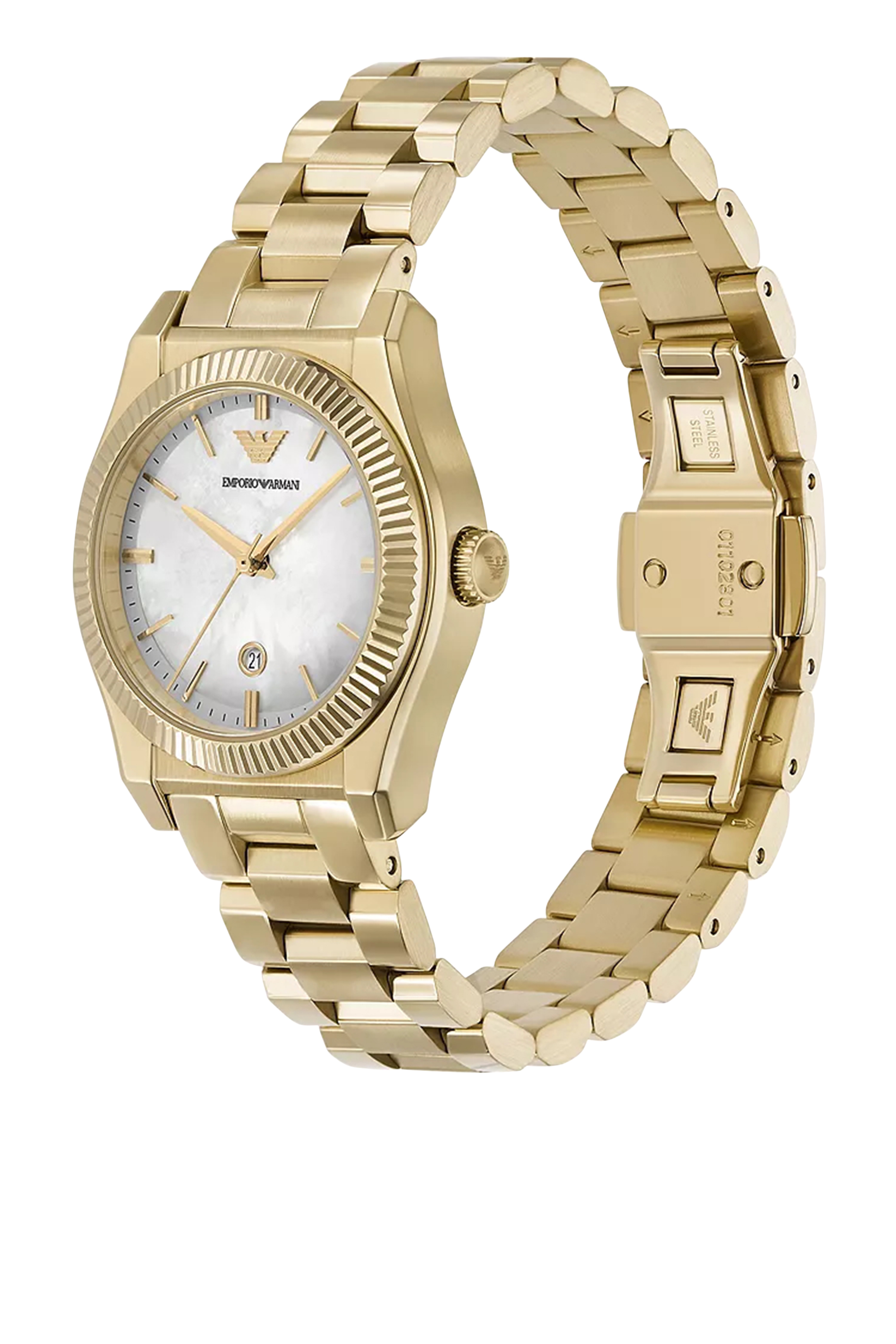  Three-Hand Gold-Tone Stainless Steel Watch