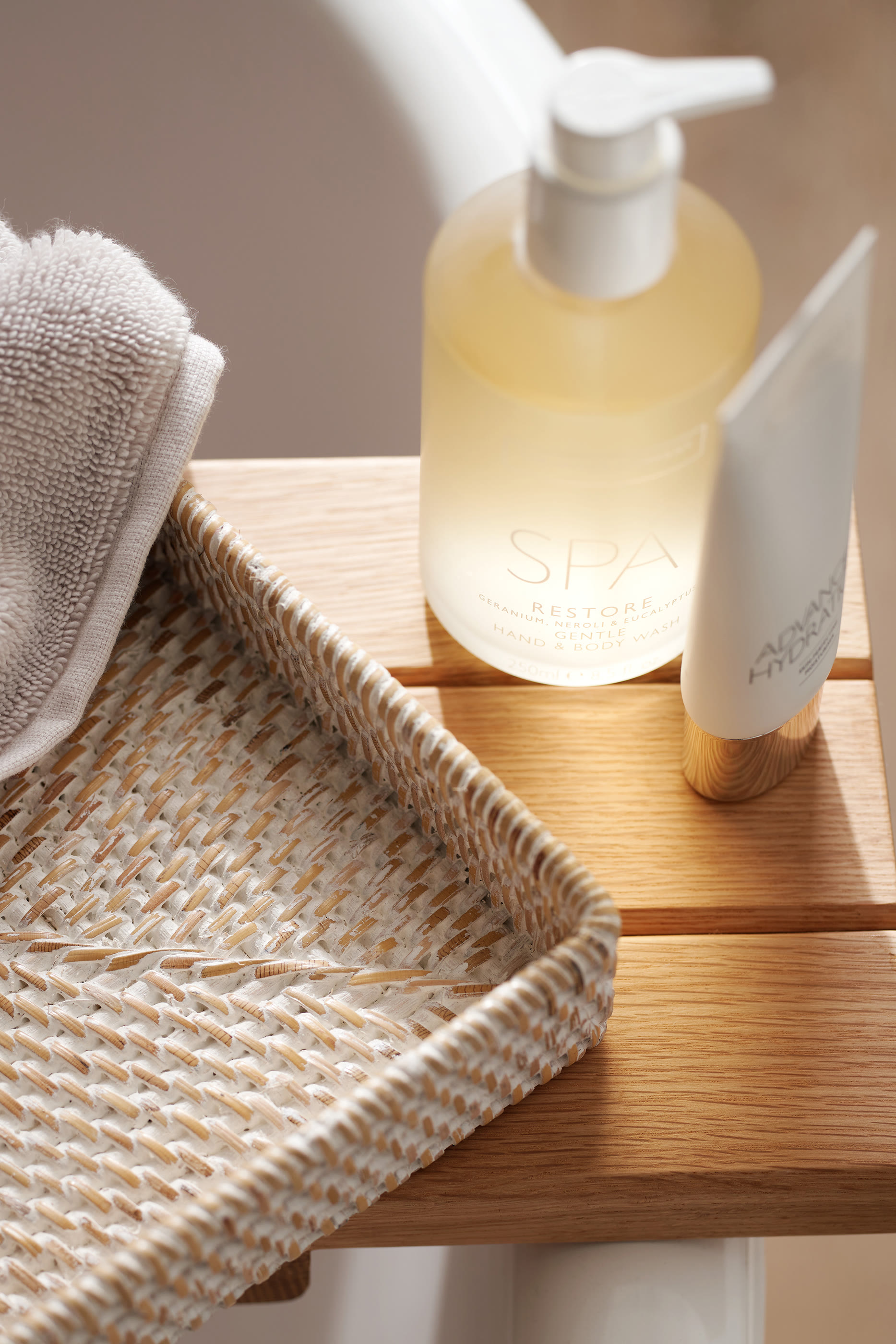 Whitewashed Rattan Vanity Tray