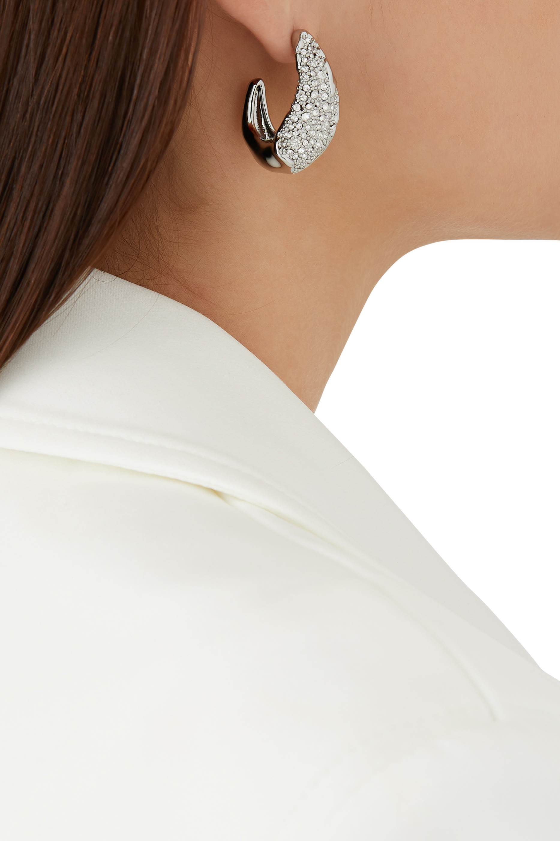 Solanales Silver Crystal Hoop Earrings