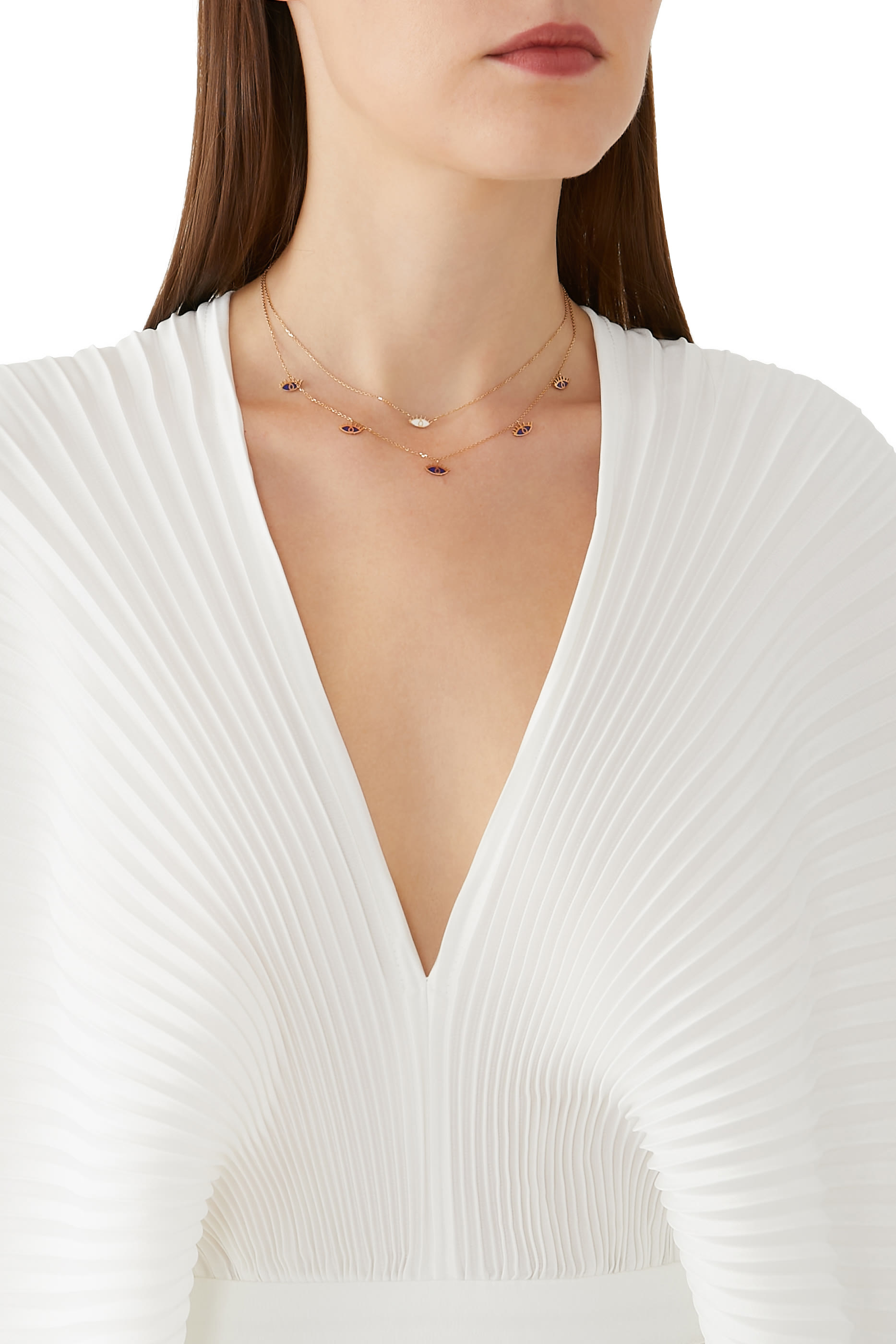 Lapis Blue Enamel Five Eyes Necklace