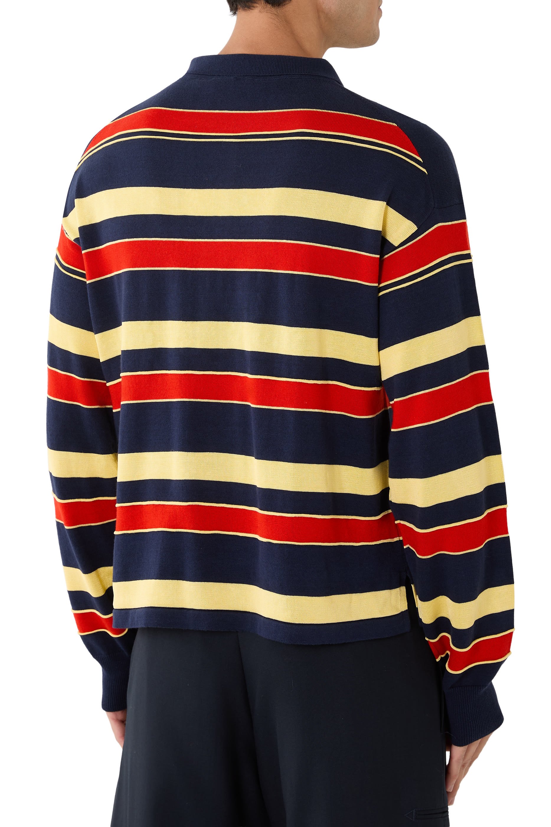  Knitted Striped Rugby Polo