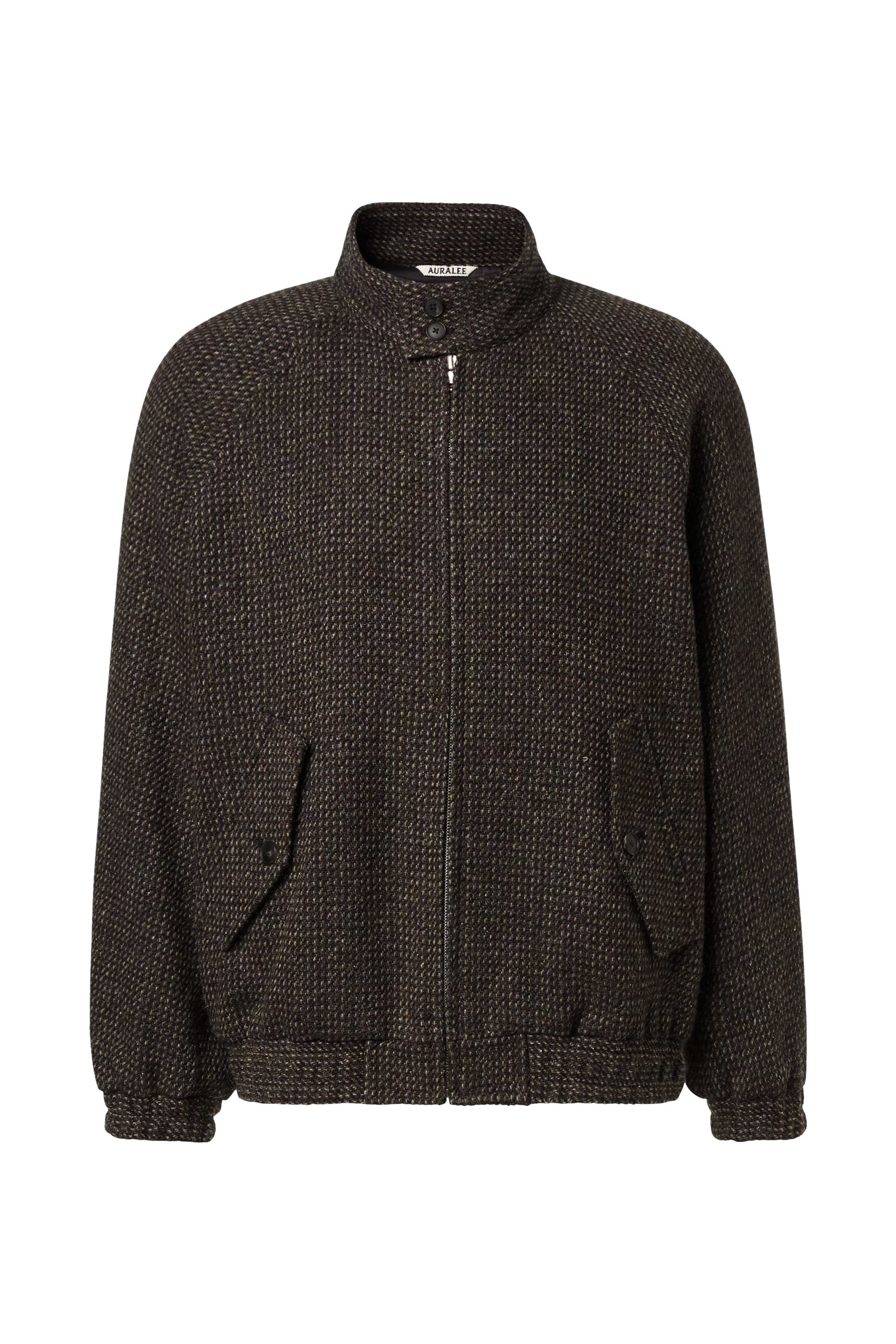 Alpaca Wool Silk Tweed Zip Blouson 