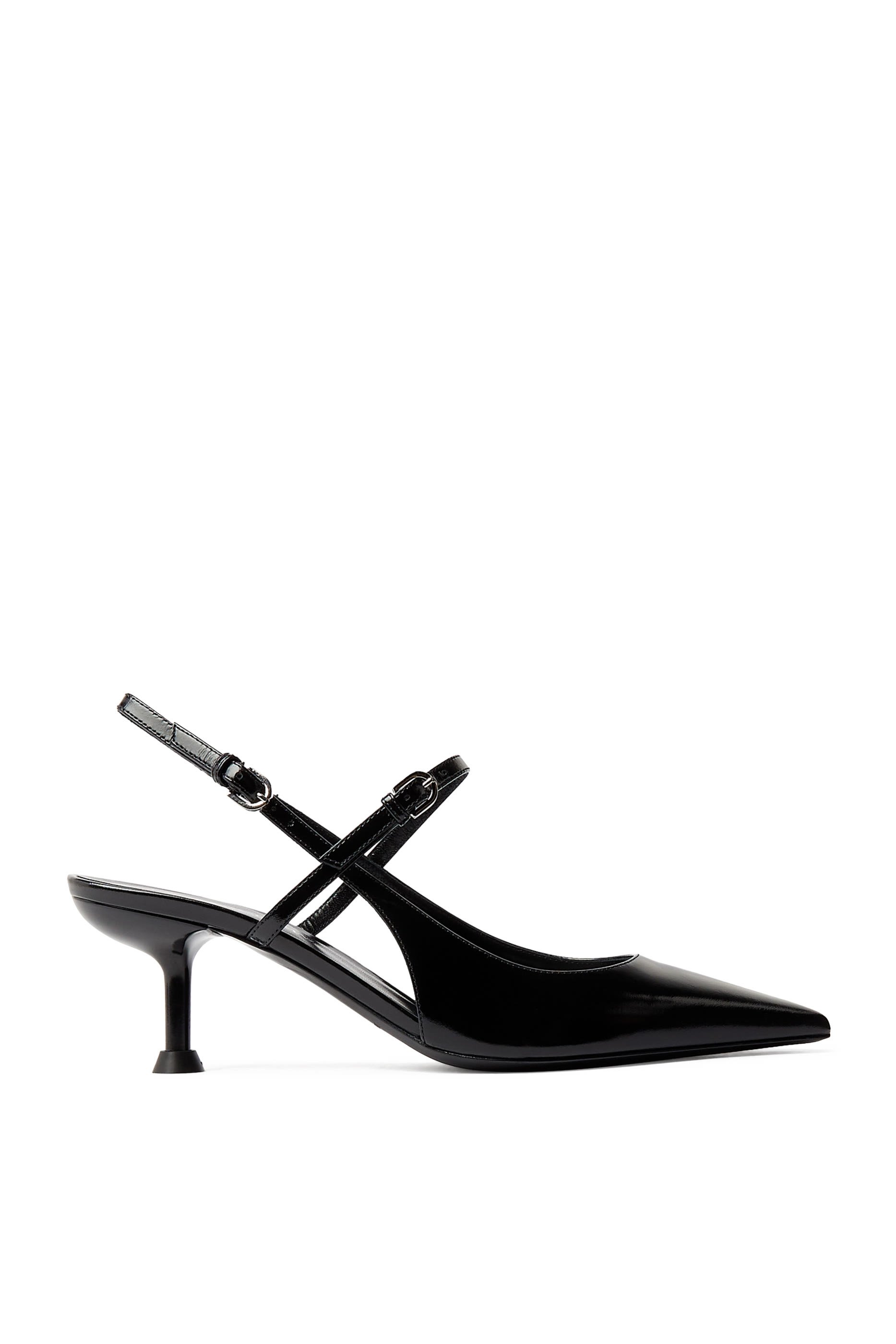 Doubler-Strap Slingback Leather Pumps