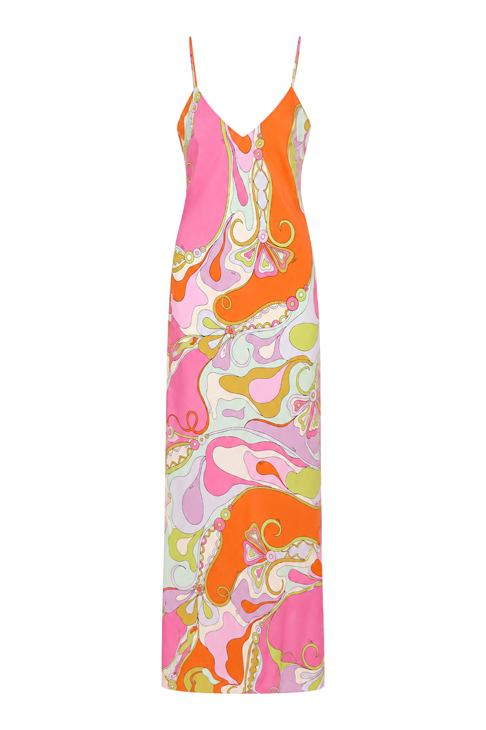 Printed Long Cr&ecirc;pe de Chine Dress