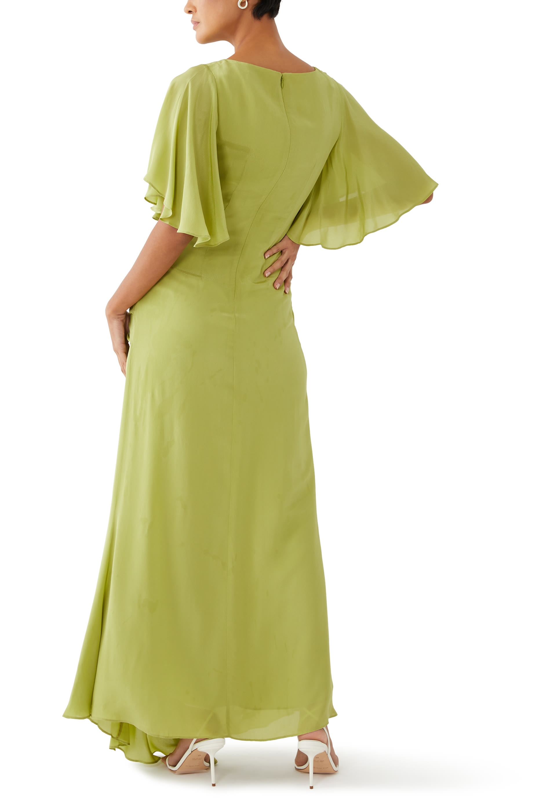Arlowe Pea Shoot Crepe De Chine Maxi Dress