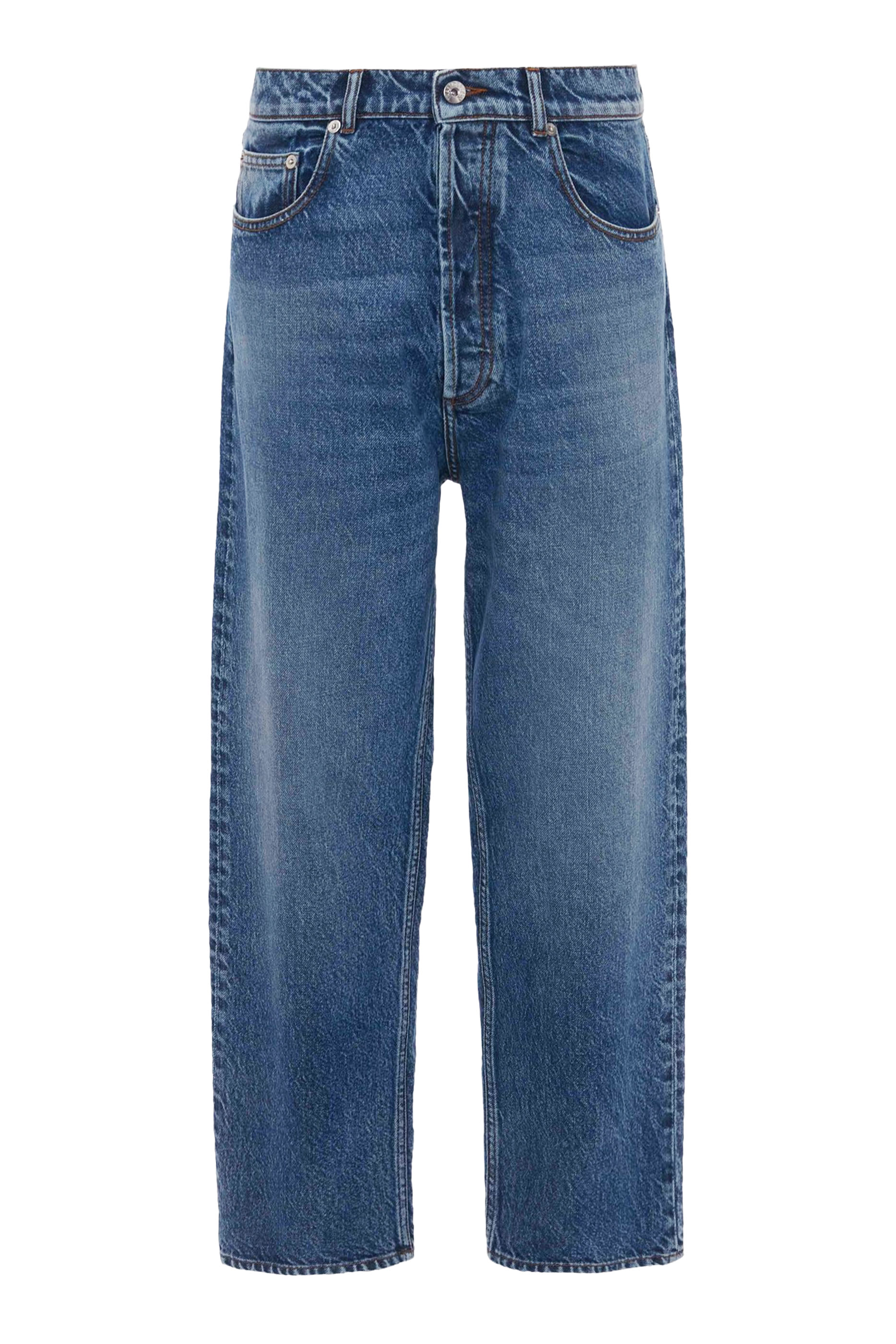 Cropped Straight-Leg Denim Jeans