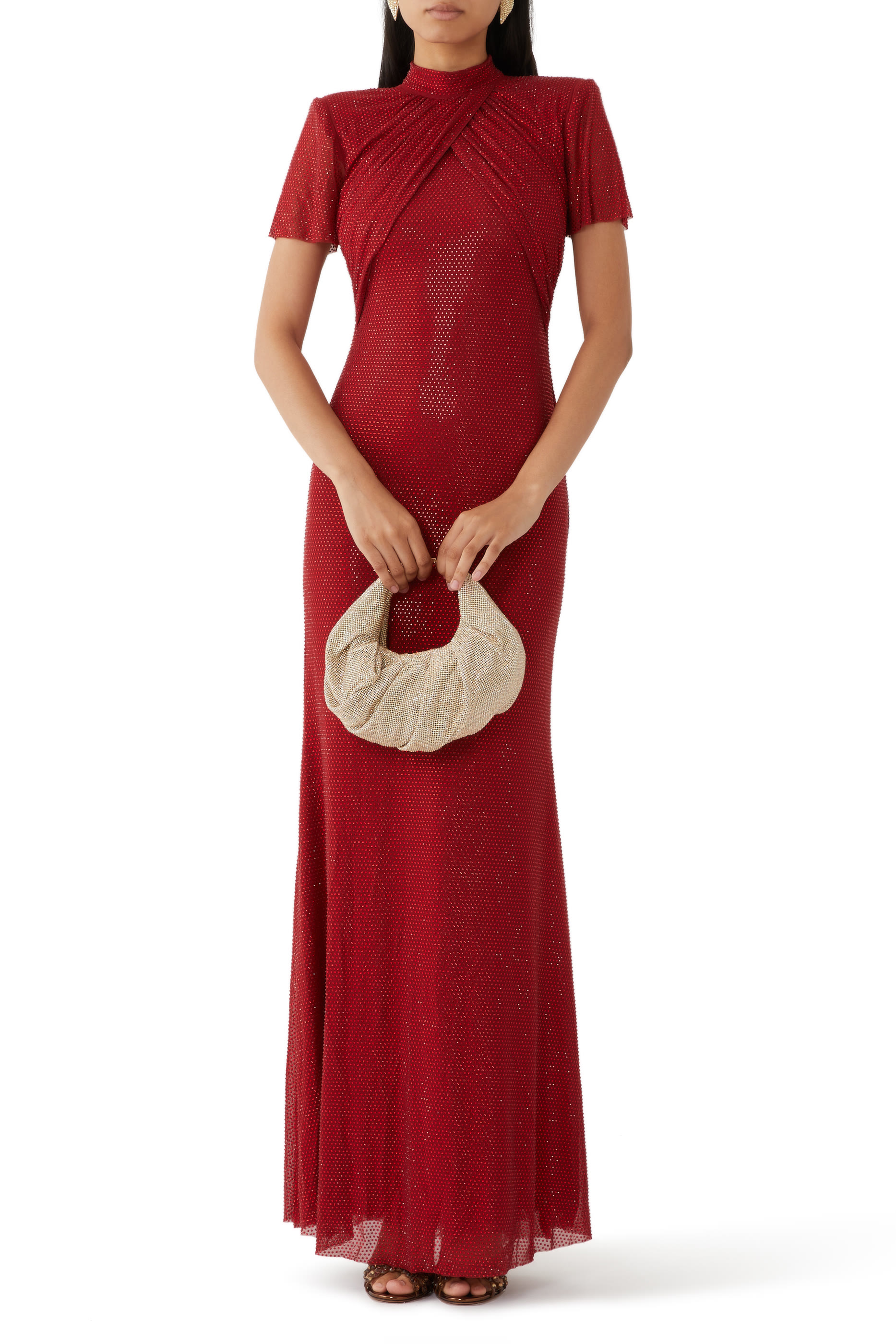 Rhinestone Mesh Maxi Dress