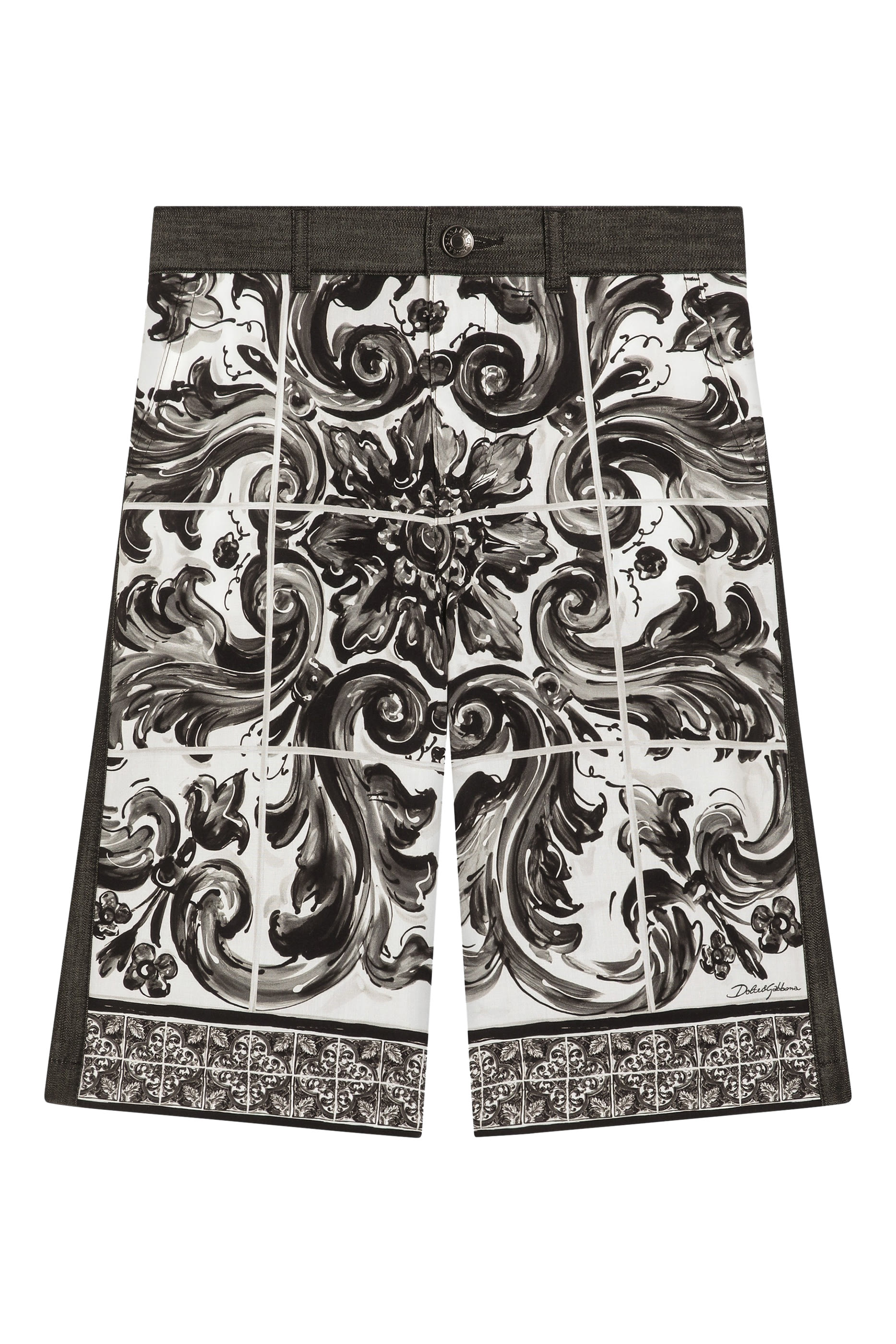 Kids Majolica-Print Denim Bermuda Shorts