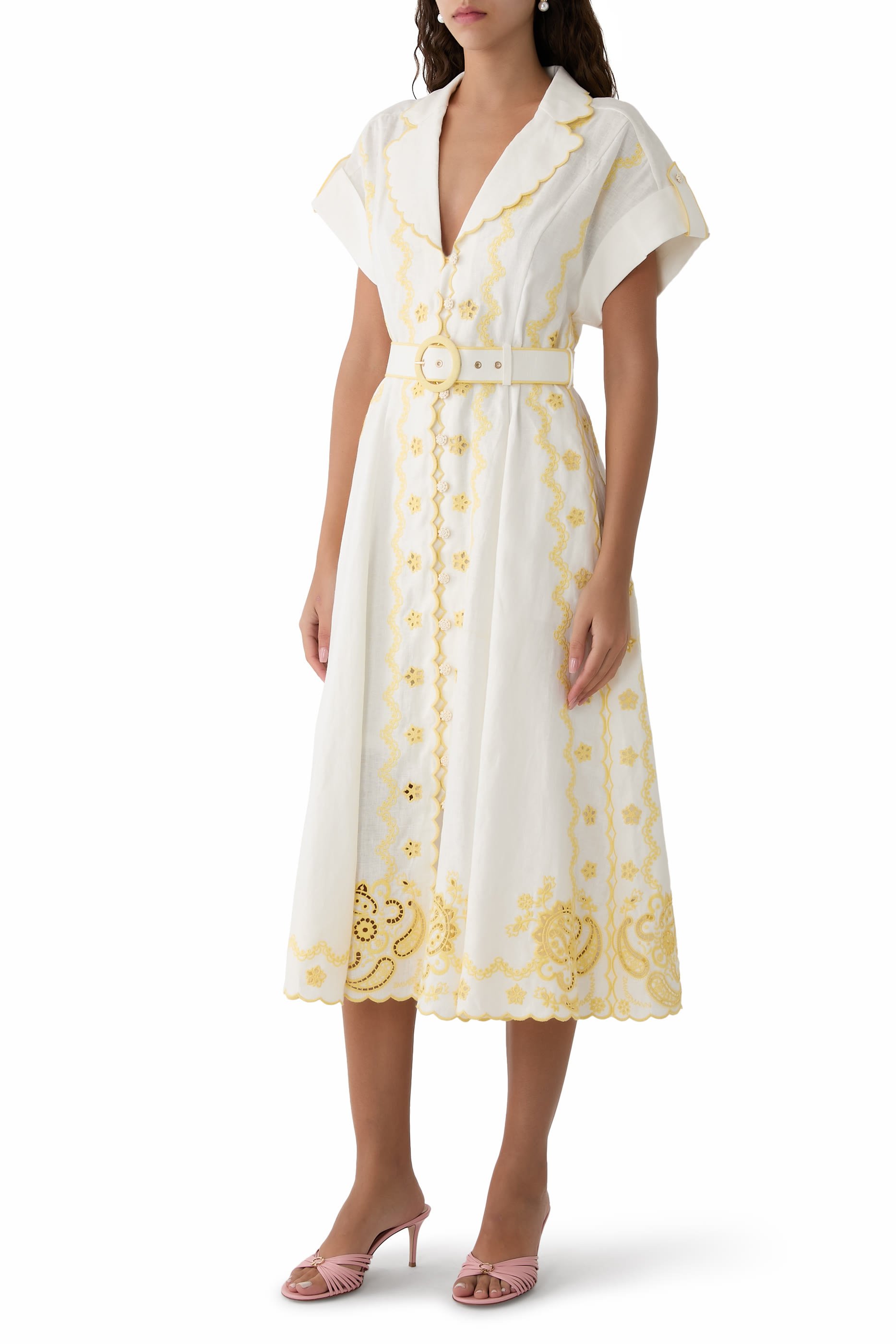 Lucky Embroidered Midi Dress