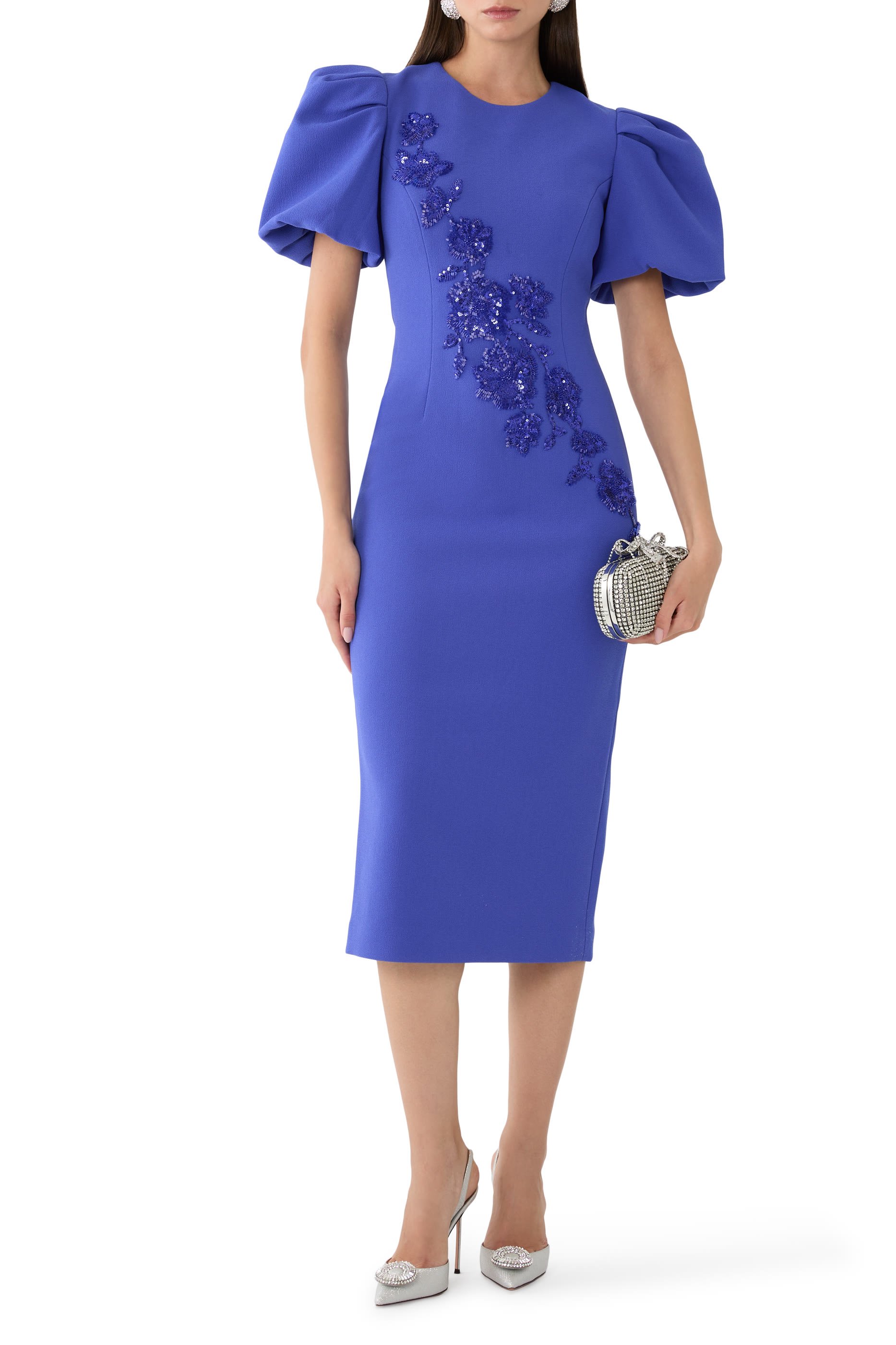 Evolet Puff Sleeve Midi Dress 