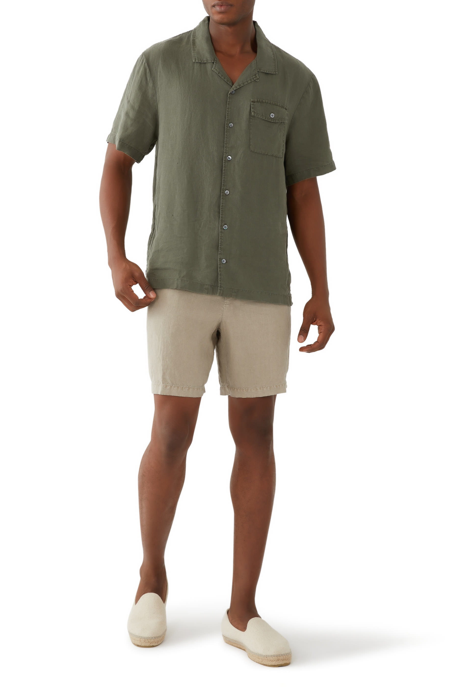 Relaxed Fit Linen Shorts
