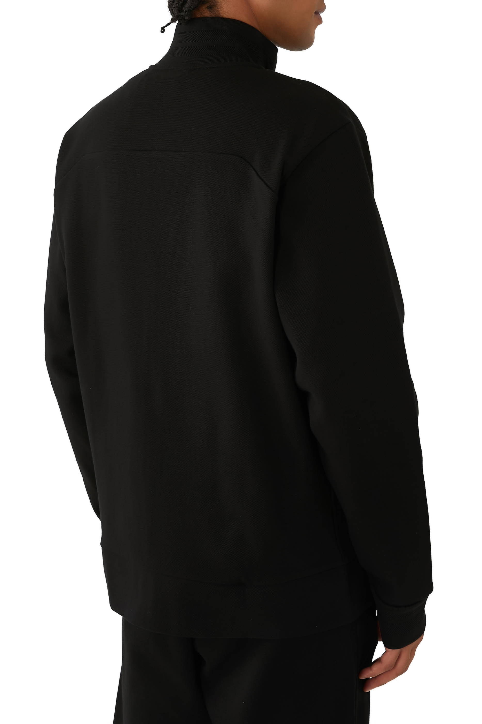 Sweatshirt with Jacquard Collar and Cuffs