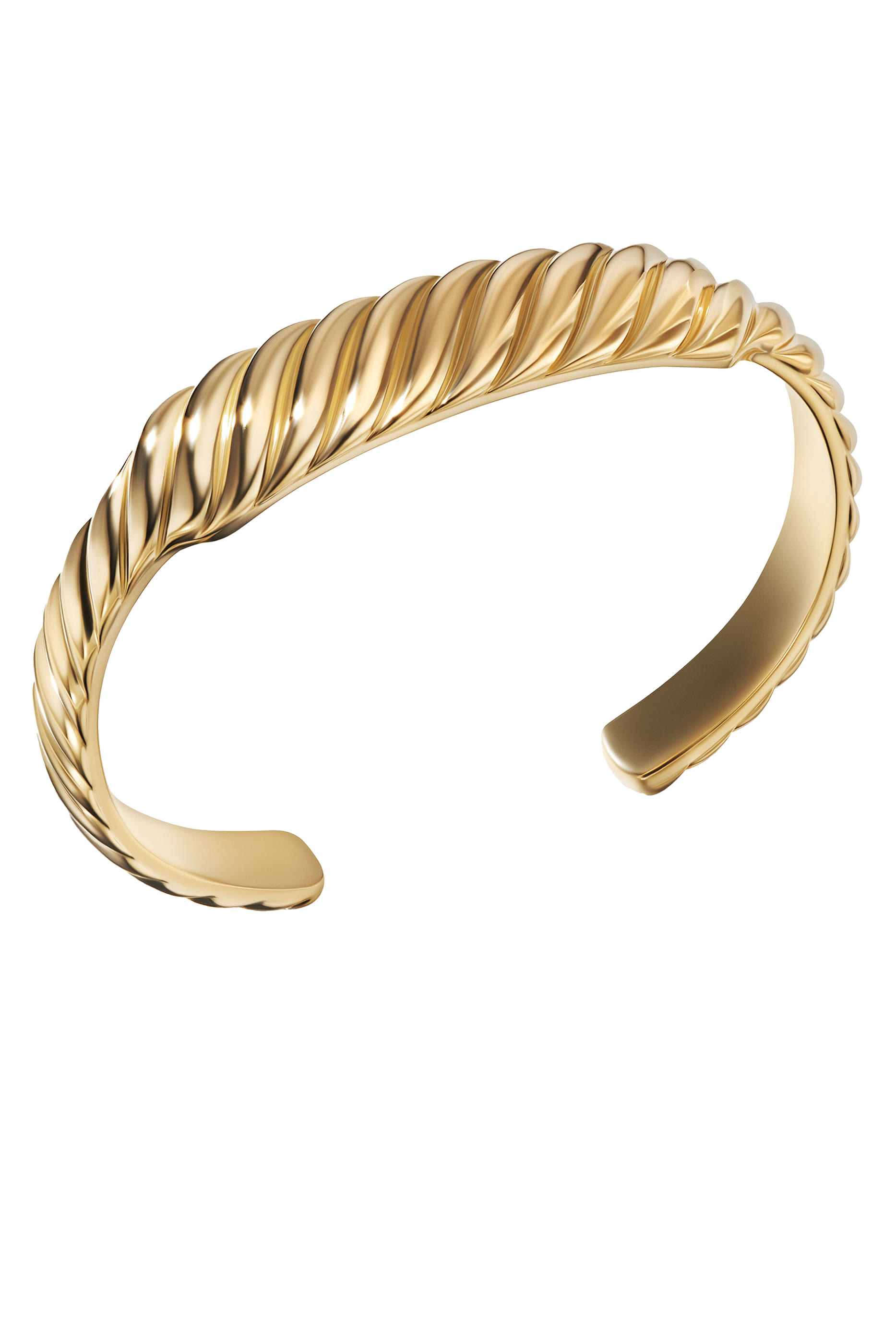13mm Sculpted Cable Contour Cuff Bracelet, 18k Yellow Gold