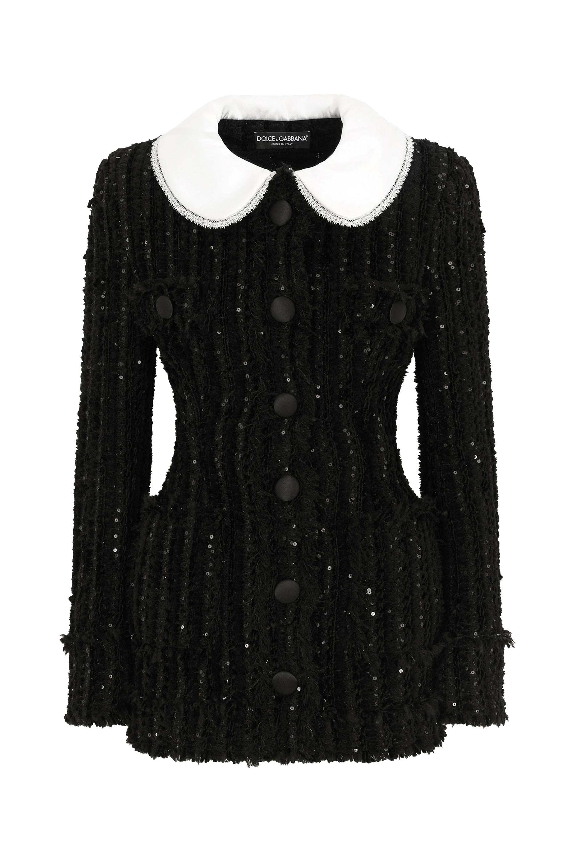 Micro-Sequin Embellished Tweed Jacket