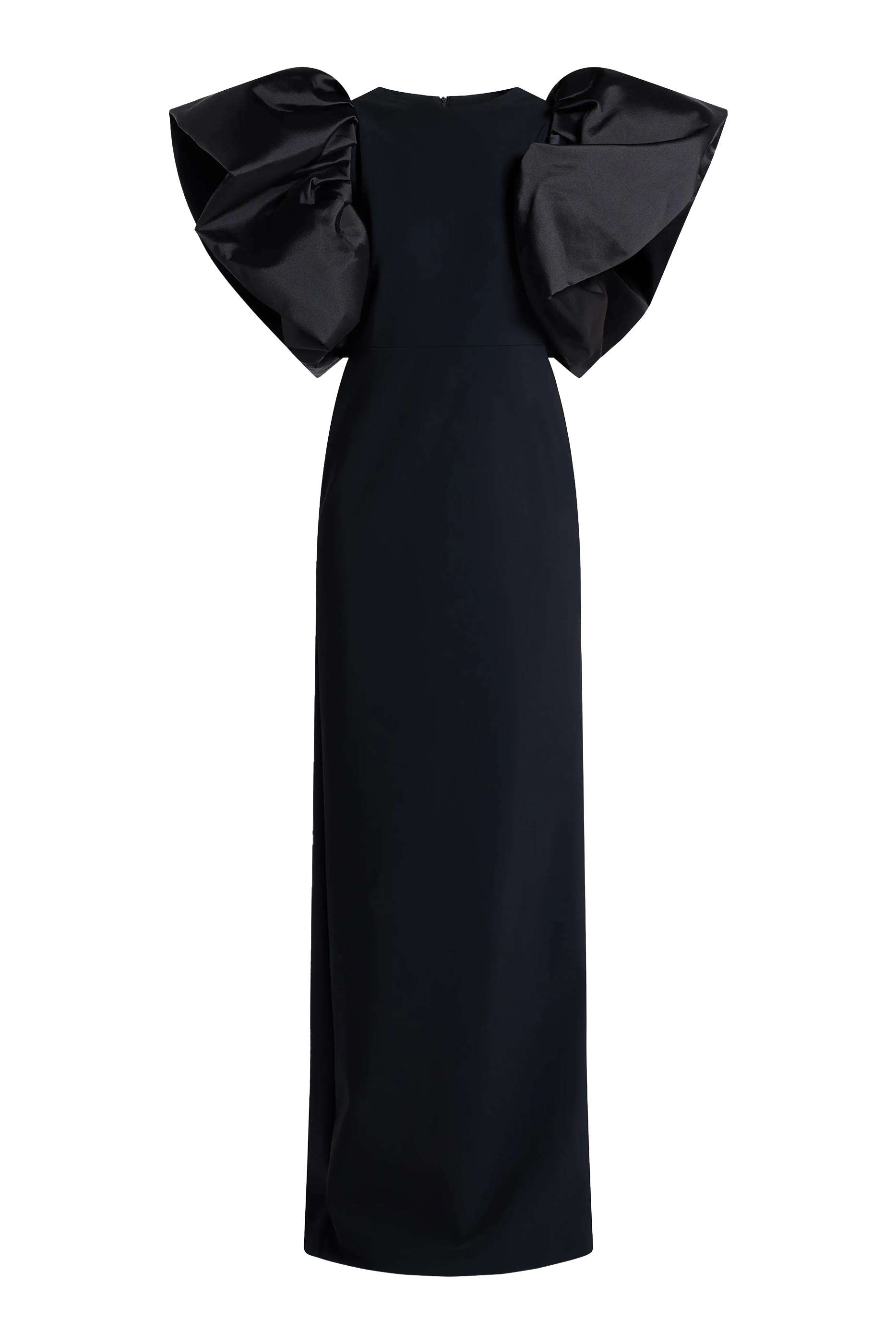 Puff Sleeves Silk Blend Evening Gown