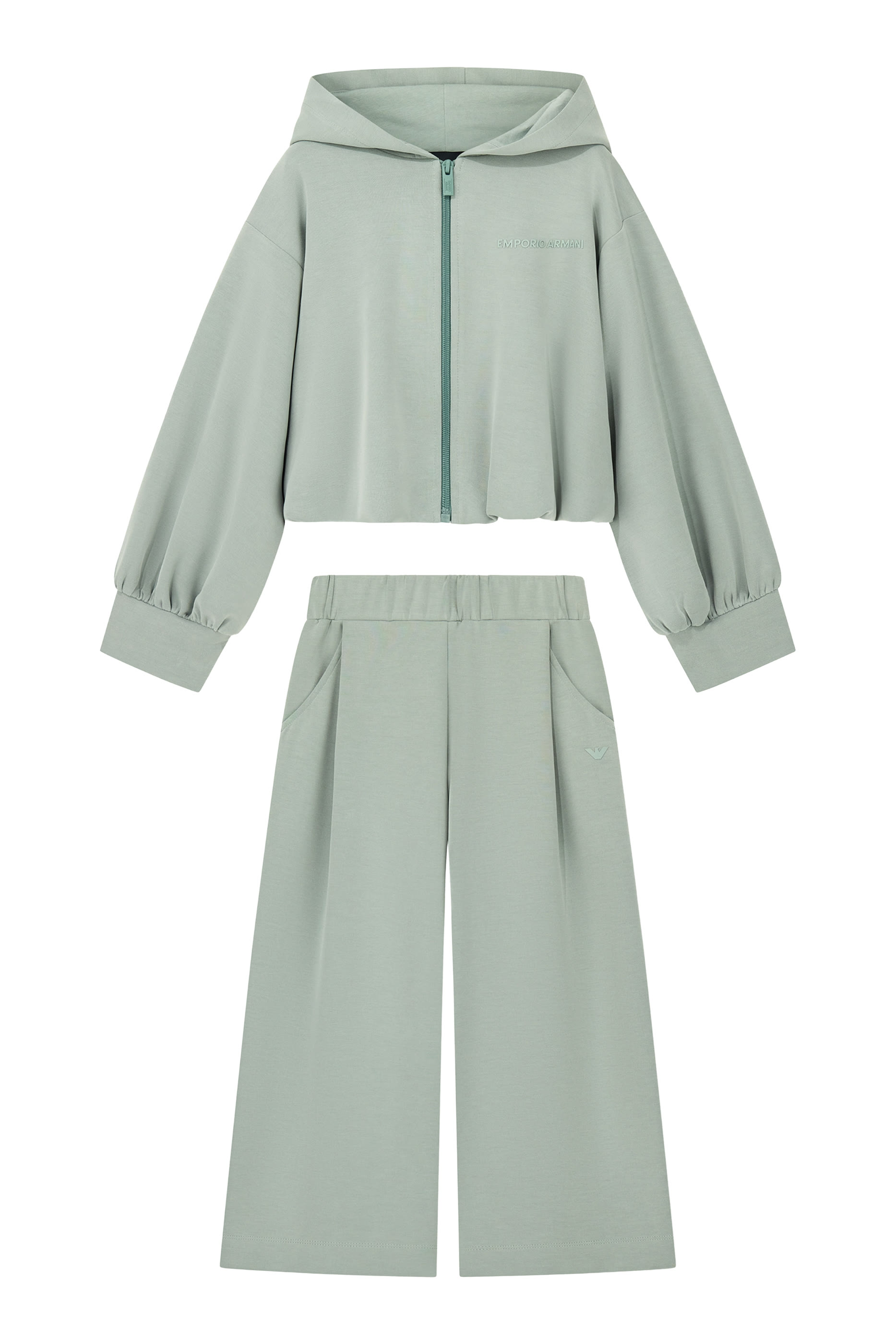 Kids  Jersey Tracksuit with Full-Zip Hoodie & Wide-Leg Pants 