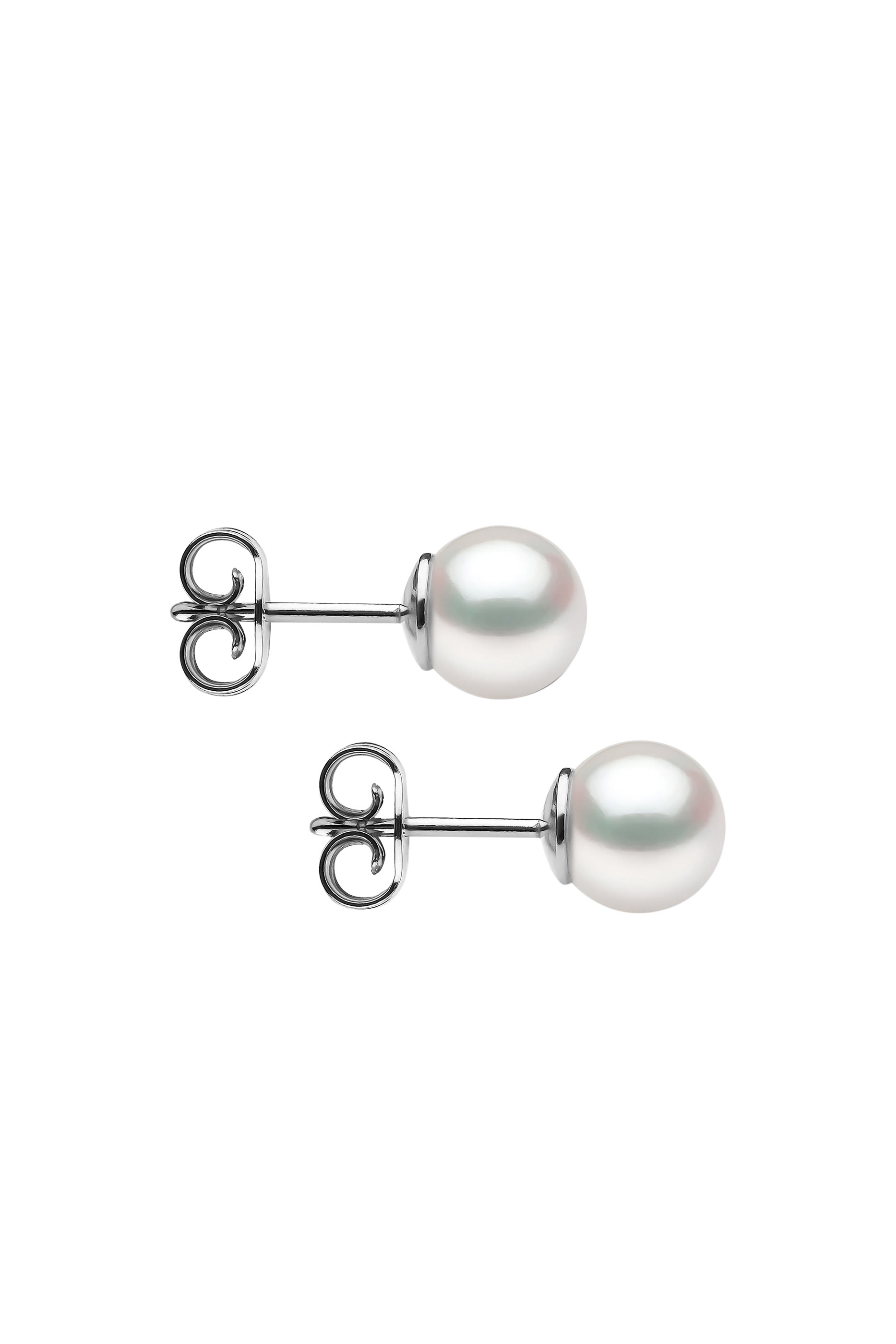 Classic Stud 7mm Earrings, 18k White Gold & Pearl