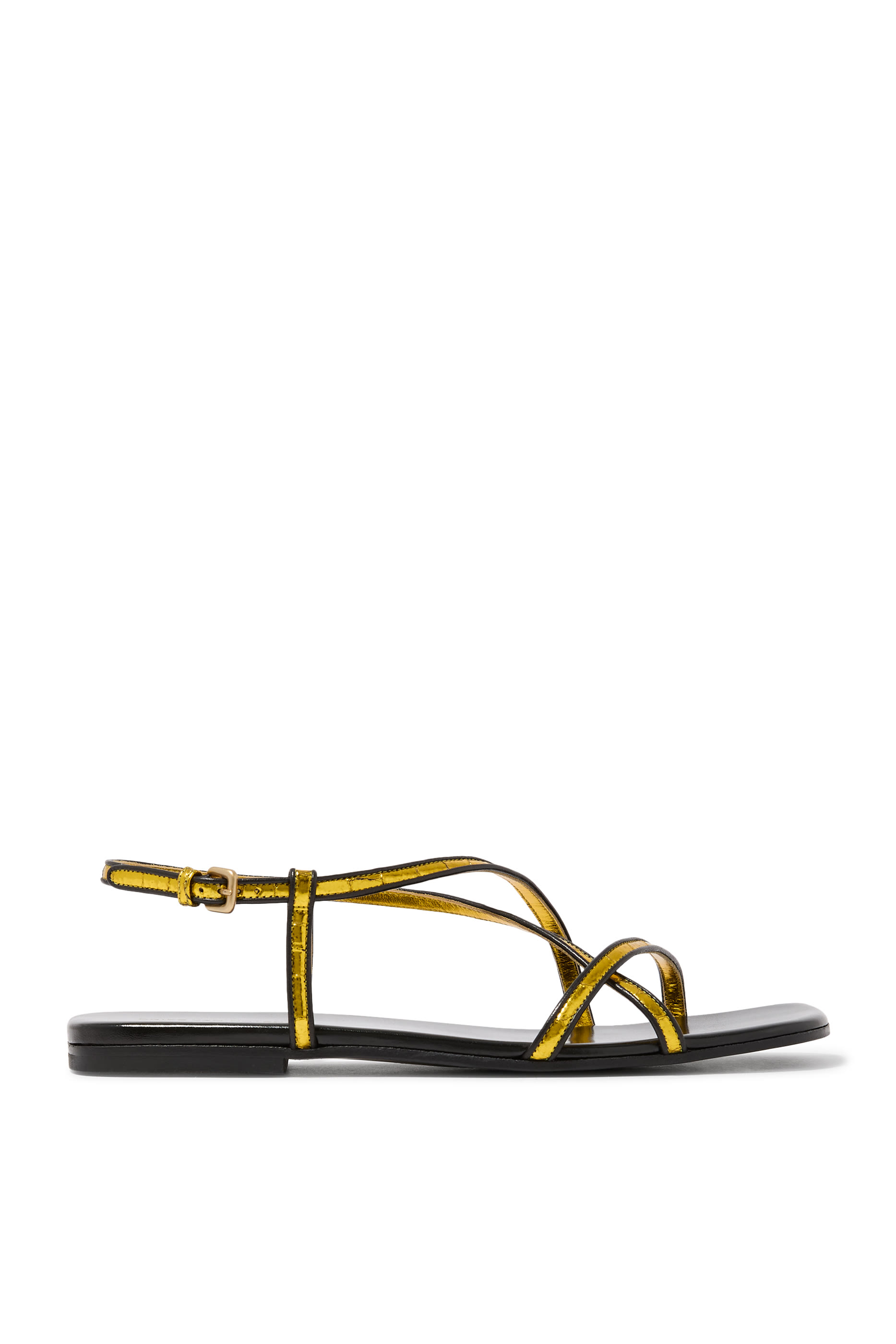 Metallic Leather Open Toe Sandals