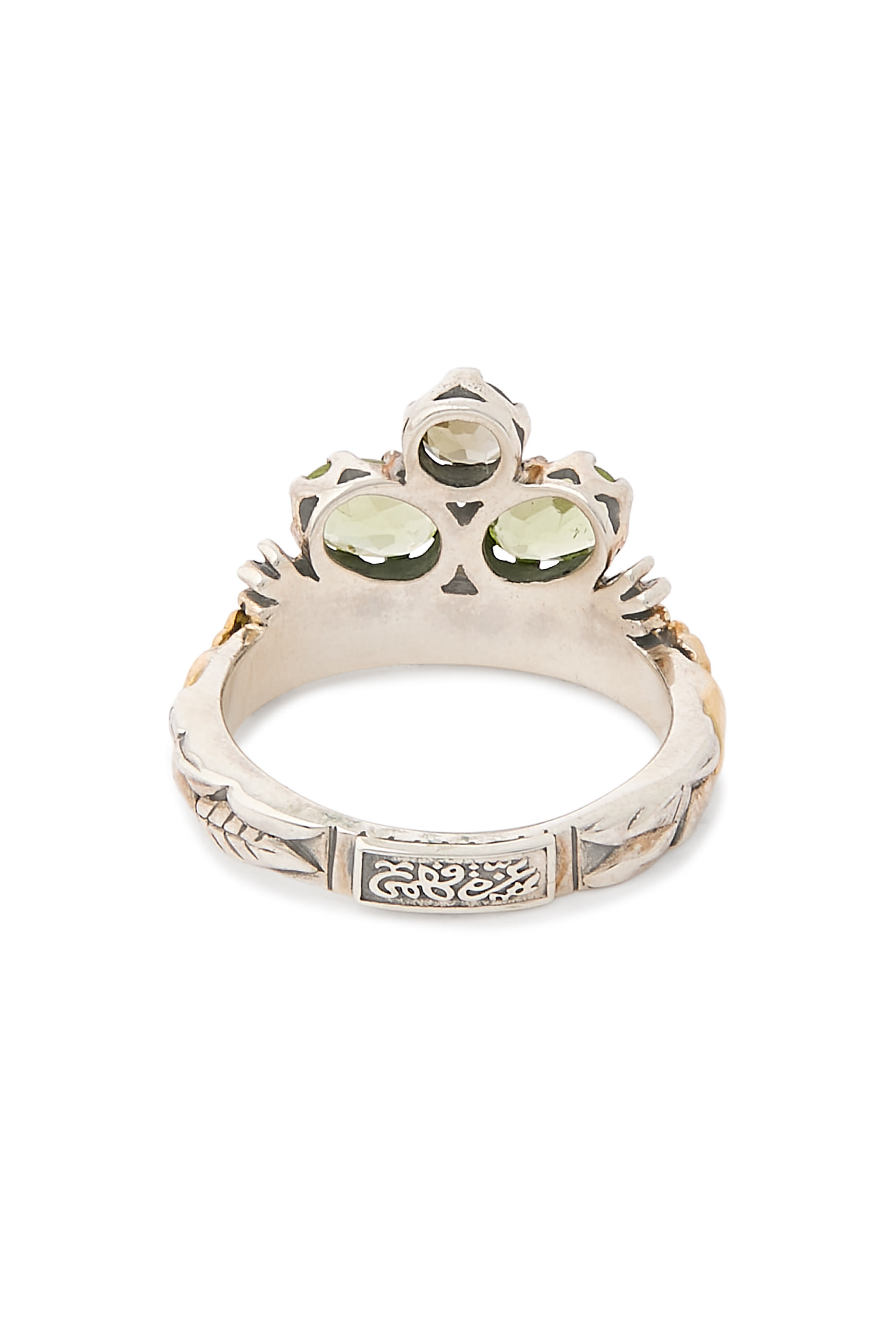 Stone Floral Ring, 18K Yellow Gold, Sterling Silver & Tourmaline