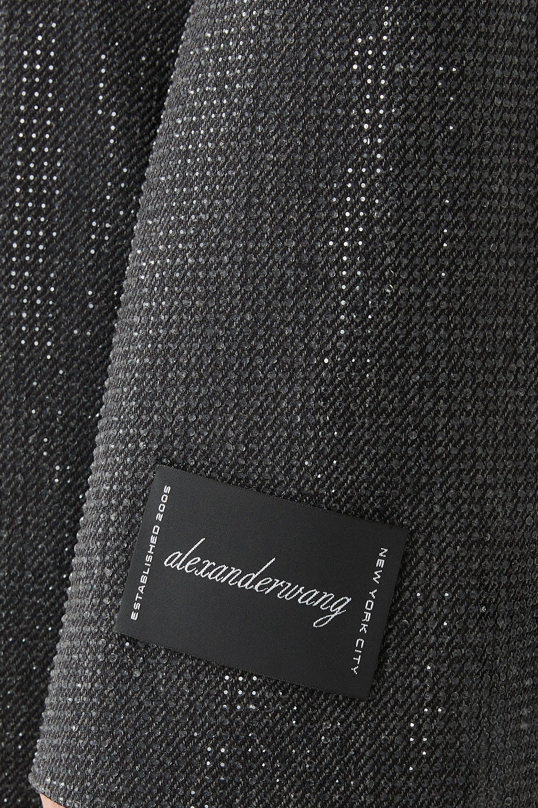 Clear Bead Hotfix Cropped Blazer in Wool Twill