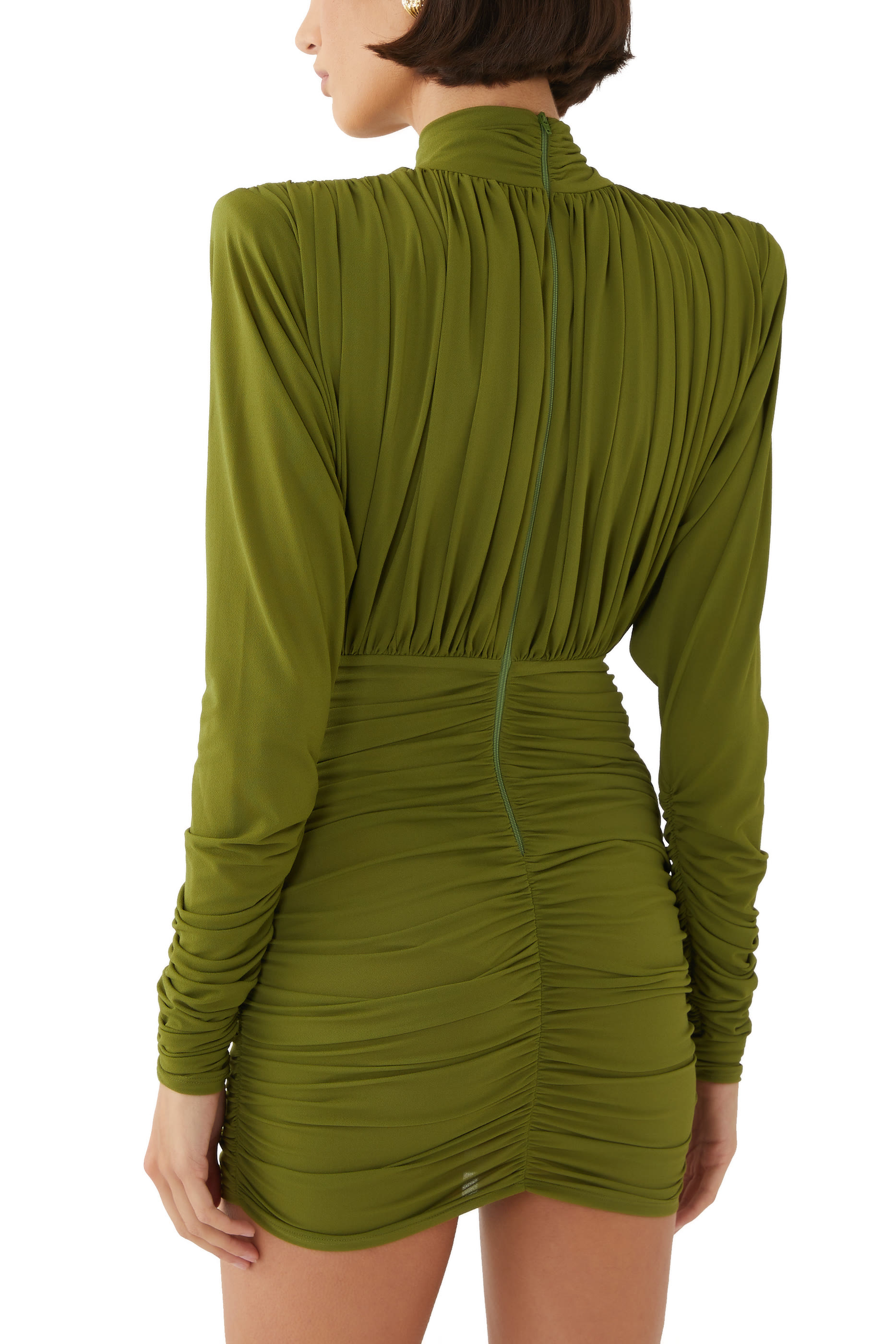 Ruched Turtleneck Mini Dress