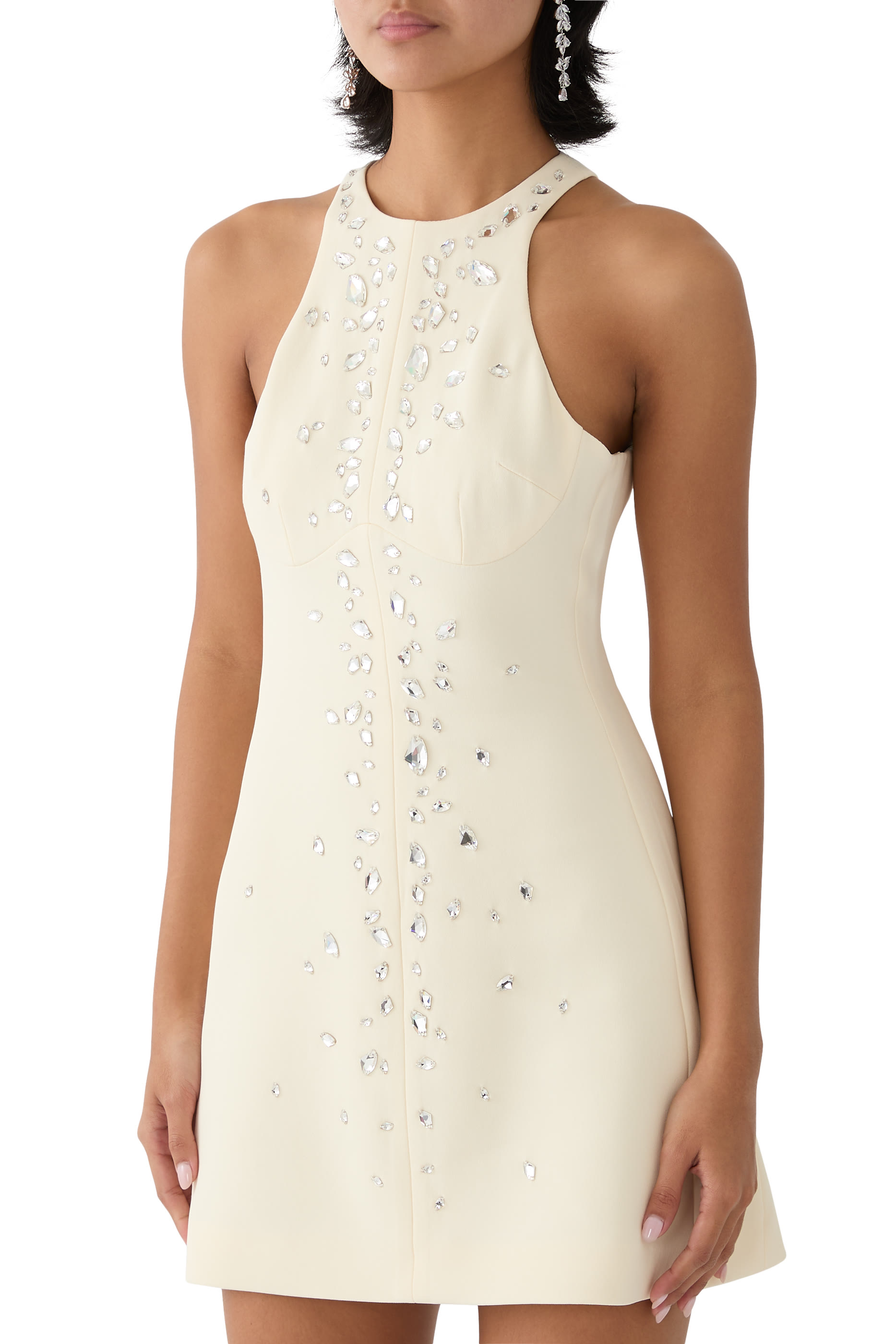 Speckled Crystal Embroidery Mini Dress